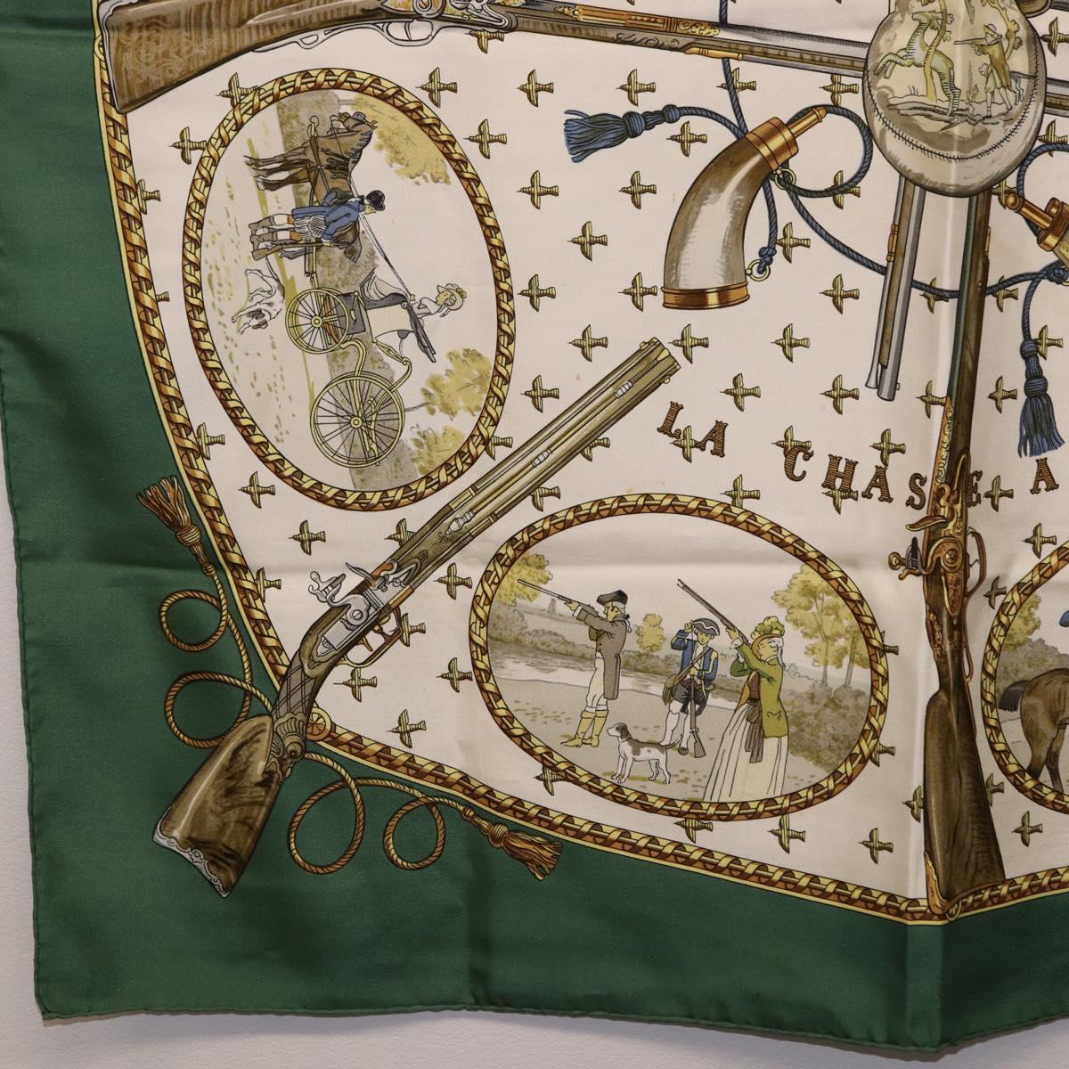 HERMES Carre 90 Scarf Silk Green Auth 191434