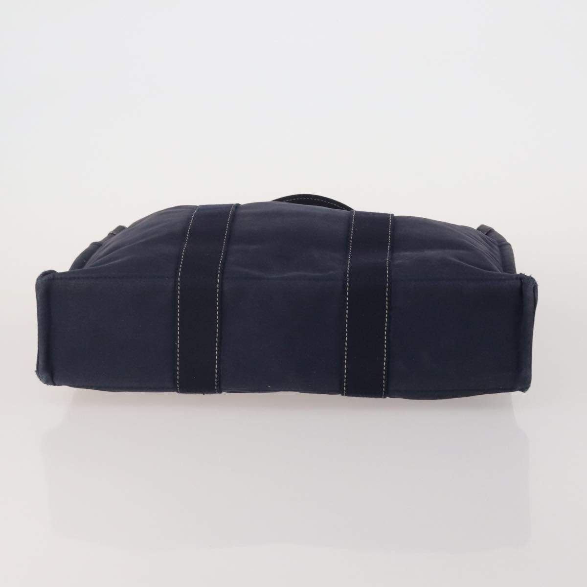HERMES Hand Bag Canvas 2 Set Red Navy Auth 191436