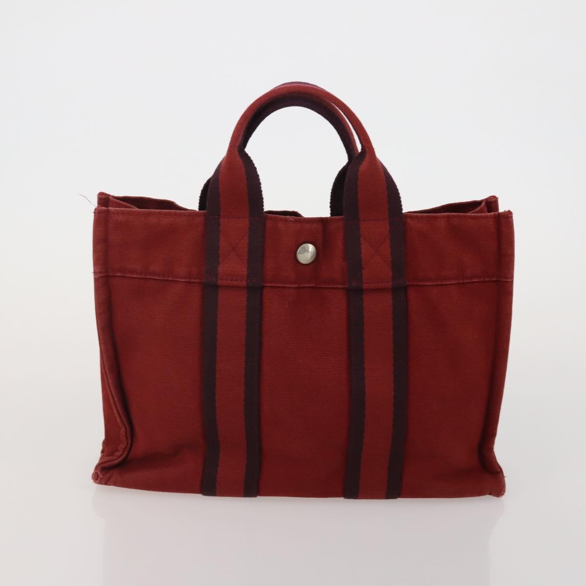 HERMES Fourre Tout PM Hand Bag Canvas 5 Set Gray Red Navy Auth 191438
