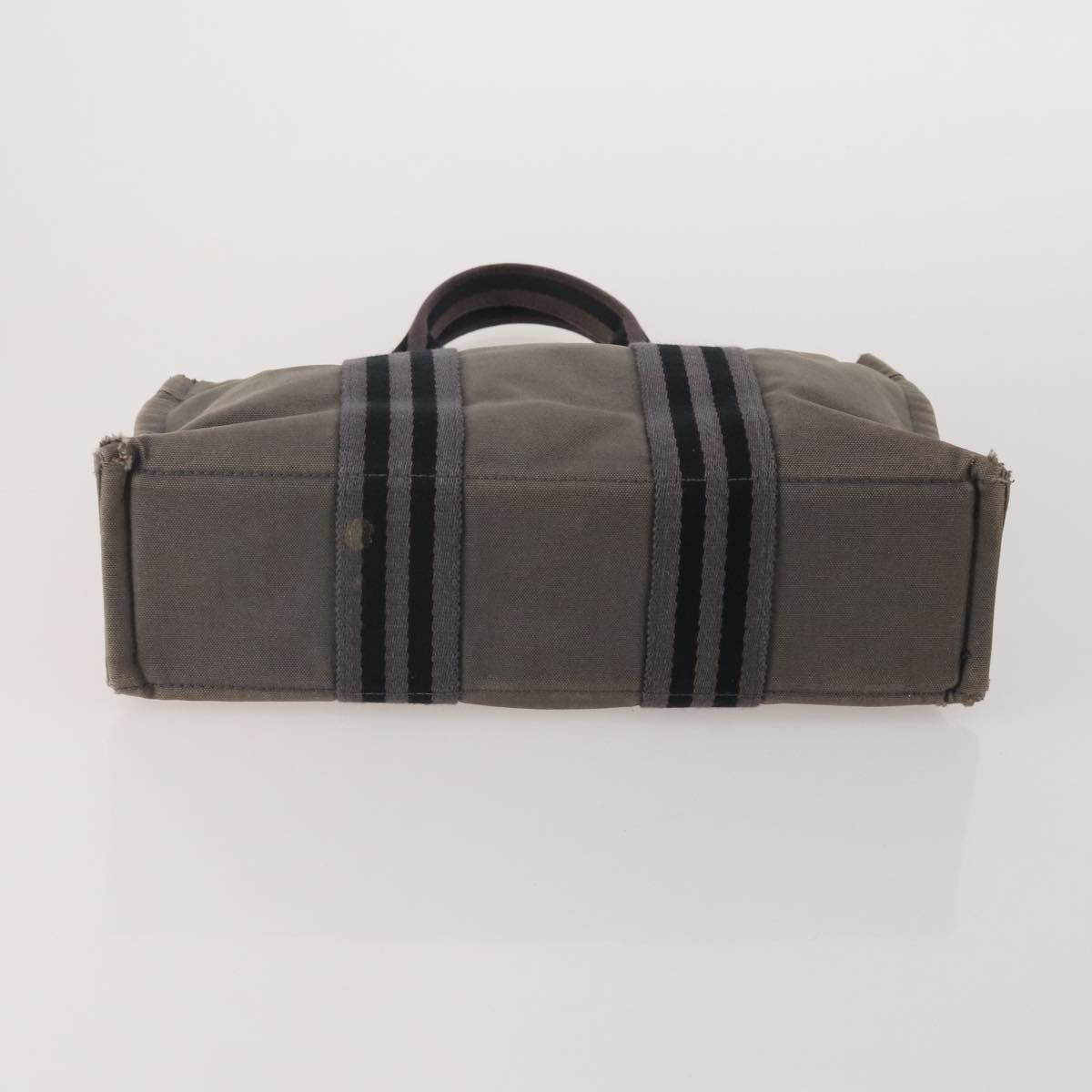 HERMES Fourre Tout PM Hand Bag Canvas 5 Set Gray Red Navy Auth 191438