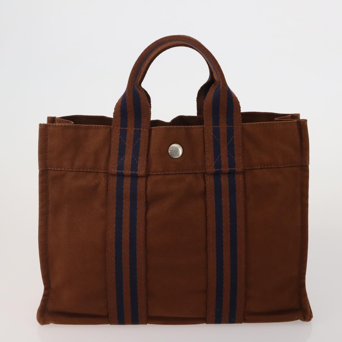 HERMES Fourre Tout PM Hand Bag Canvas 5 Set Gray Red Navy Auth 191438
