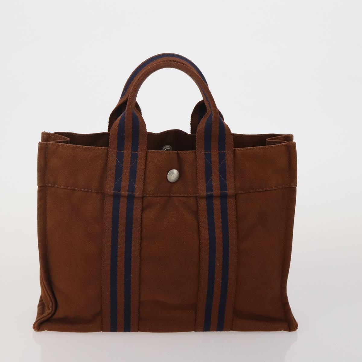 HERMES Fourre Tout PM Hand Bag Canvas 5 Set Gray Red Navy Auth 191438