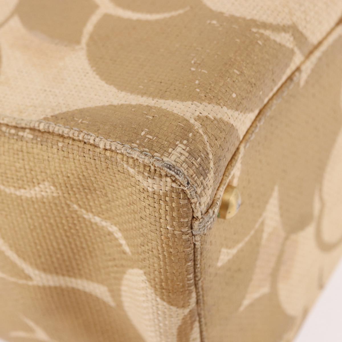 CHANEL Chain Shoulder Tote Bag Raffia Beige Gold CC Auth 191448V