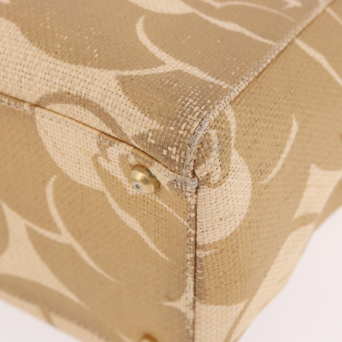 CHANEL Chain Shoulder Tote Bag Raffia Beige Gold CC Auth 191448V