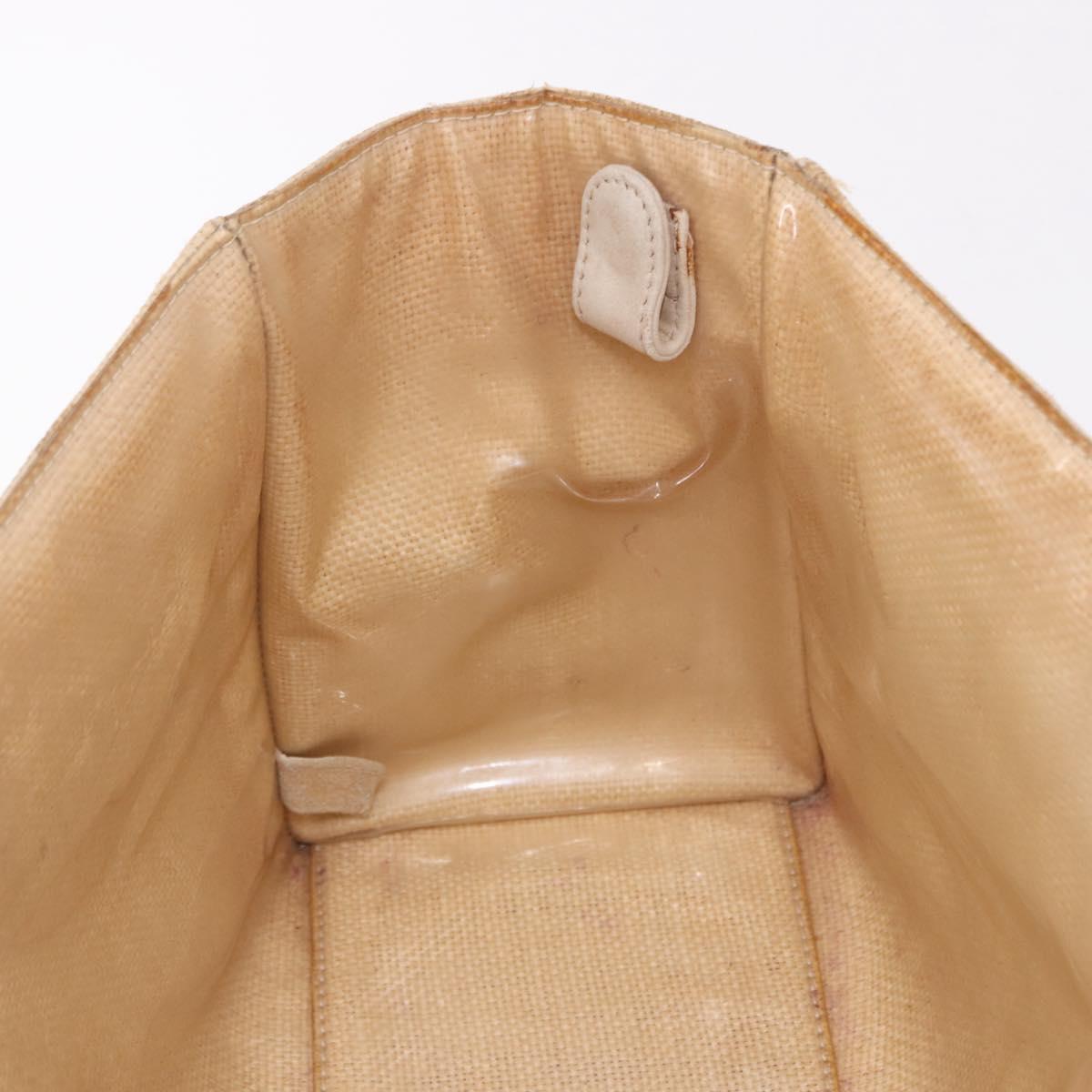 CHANEL Chain Shoulder Tote Bag Raffia Beige Gold CC Auth 191448V