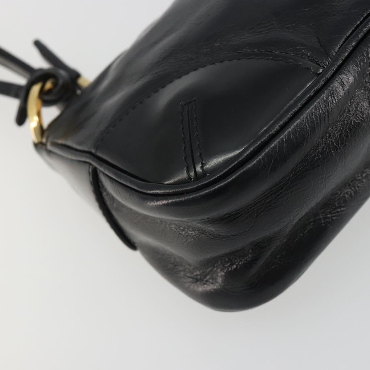 PRADA Accessory Pouch Leather Black Gold Auth 191449SAV