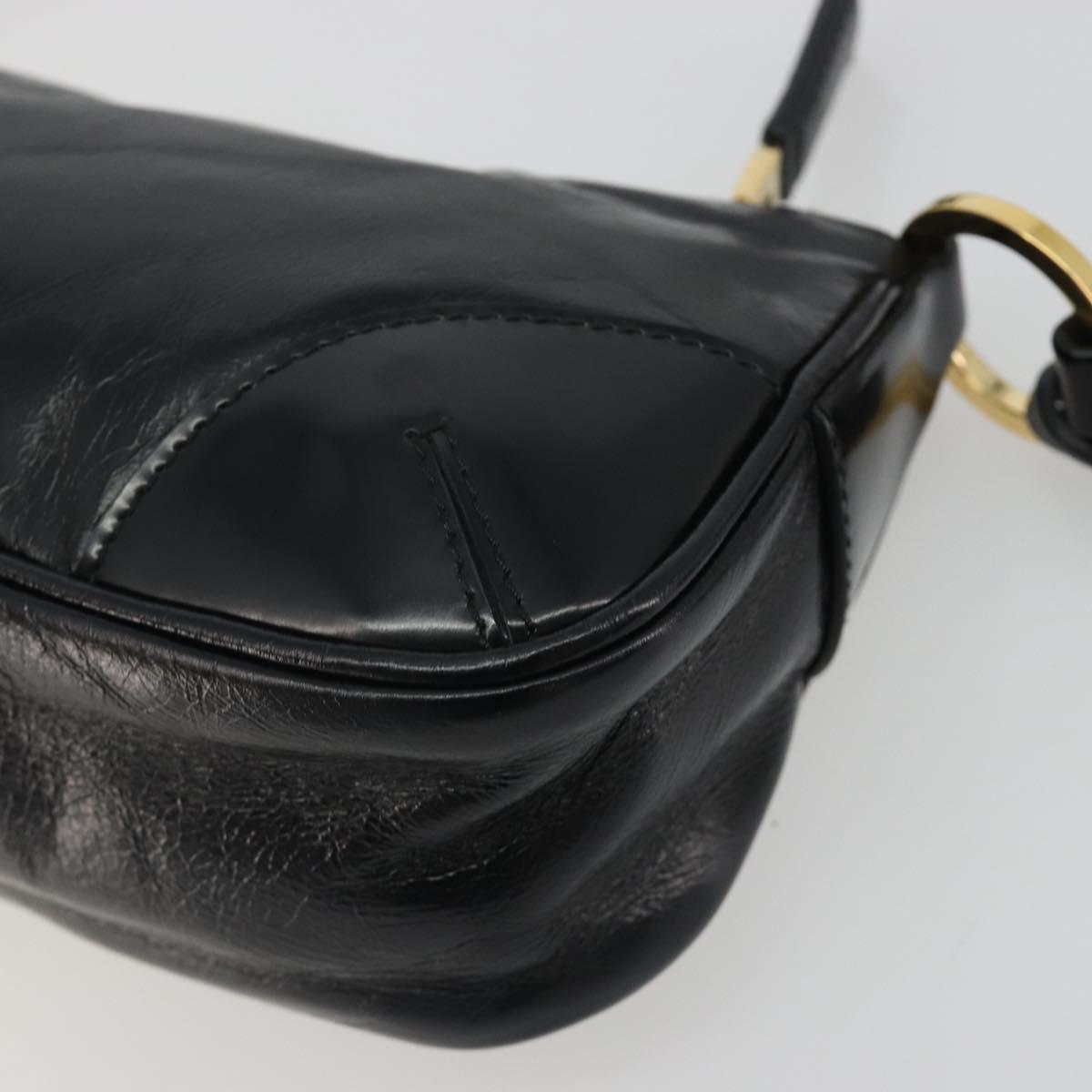 PRADA Accessory Pouch Leather Black Gold Auth 191449SAV