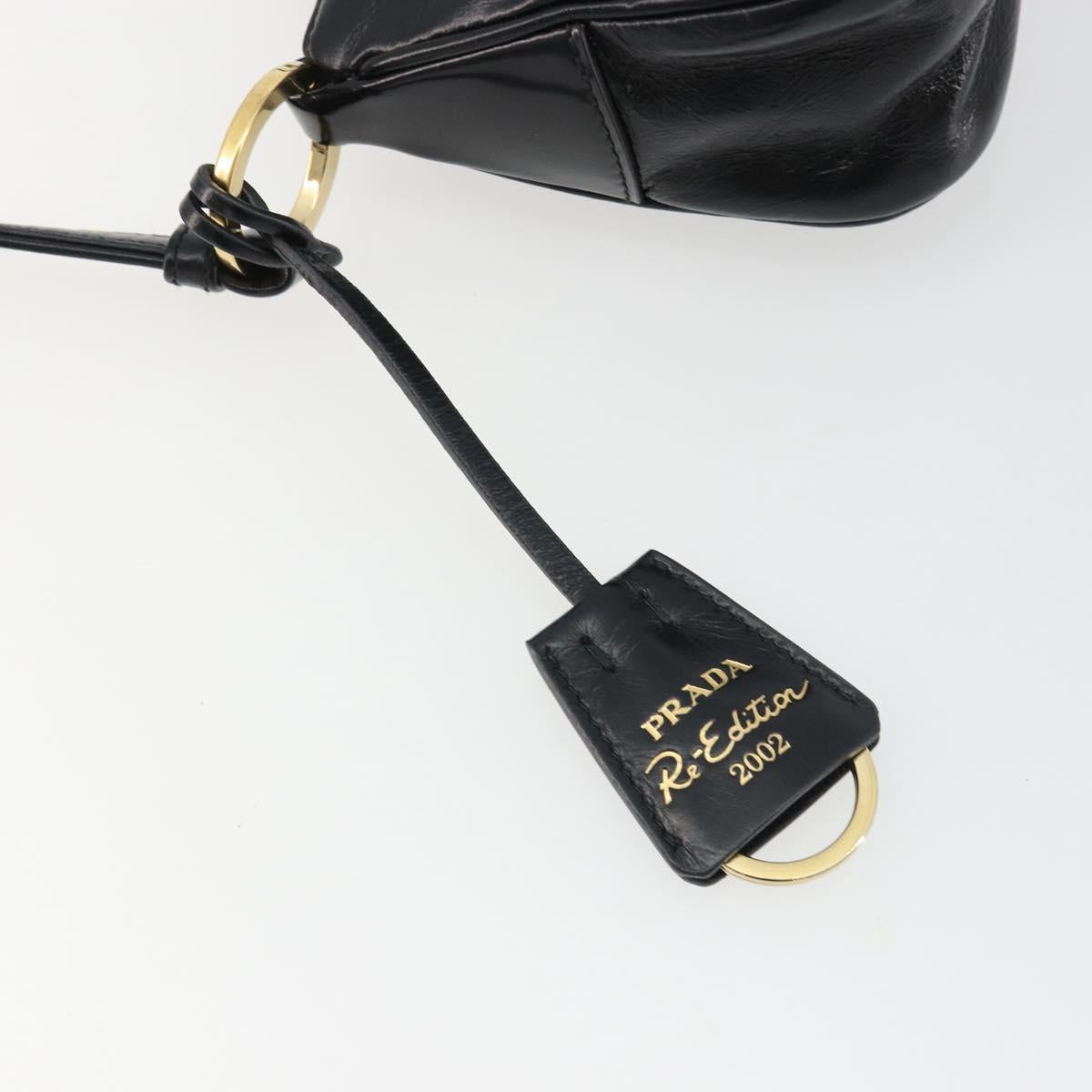 PRADA Accessory Pouch Leather Black Gold Auth 191449SAV