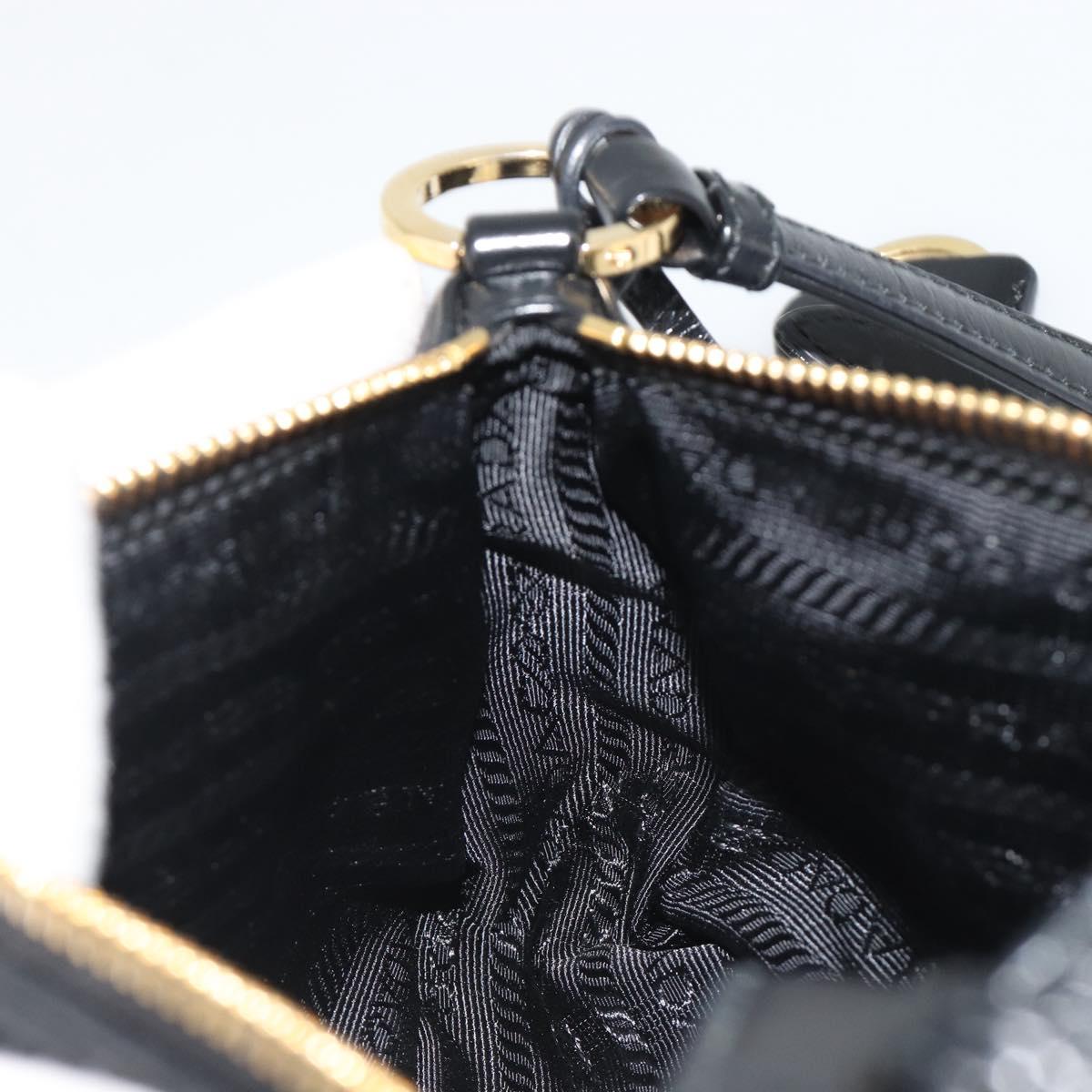 PRADA Accessory Pouch Leather Black Gold Auth 191449SAV