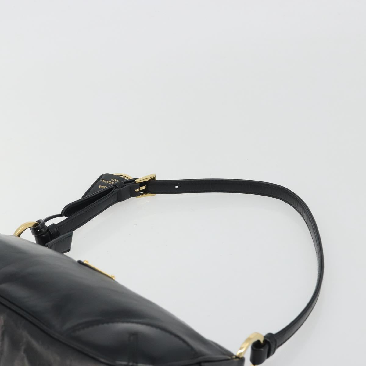 PRADA Accessory Pouch Leather Black Gold Auth 191449SAV
