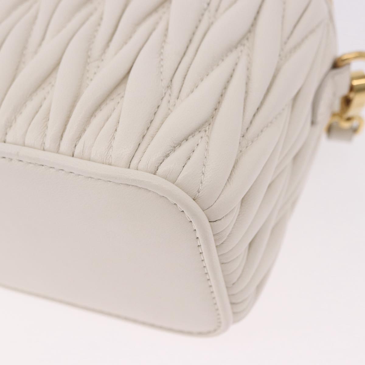 Miu Miu Matelasse Micro Bag Vanity Shoulder Bag Leather White Gold Auth 191450SM