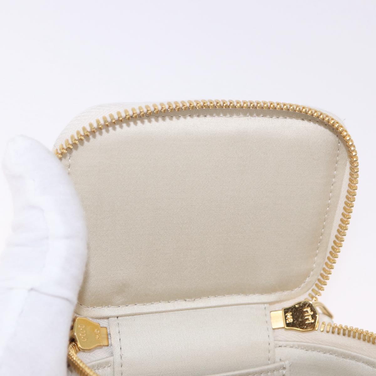 Miu Miu Matelasse Micro Bag Vanity Shoulder Bag Leather White Gold Auth 191450SM
