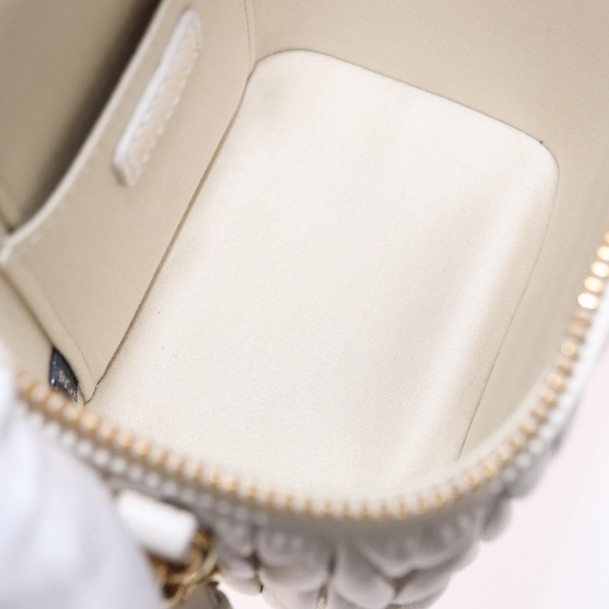 Miu Miu Matelasse Micro Bag Vanity Shoulder Bag Leather White Gold Auth 191450SM