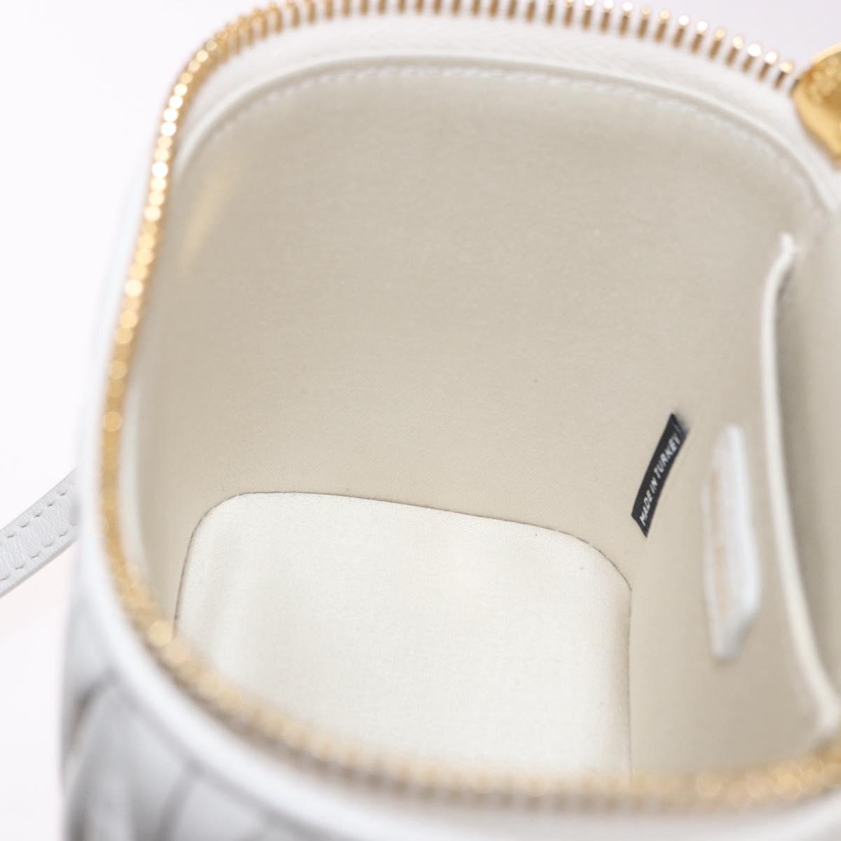 Miu Miu Matelasse Micro Bag Vanity Shoulder Bag Leather White Gold Auth 191450SM