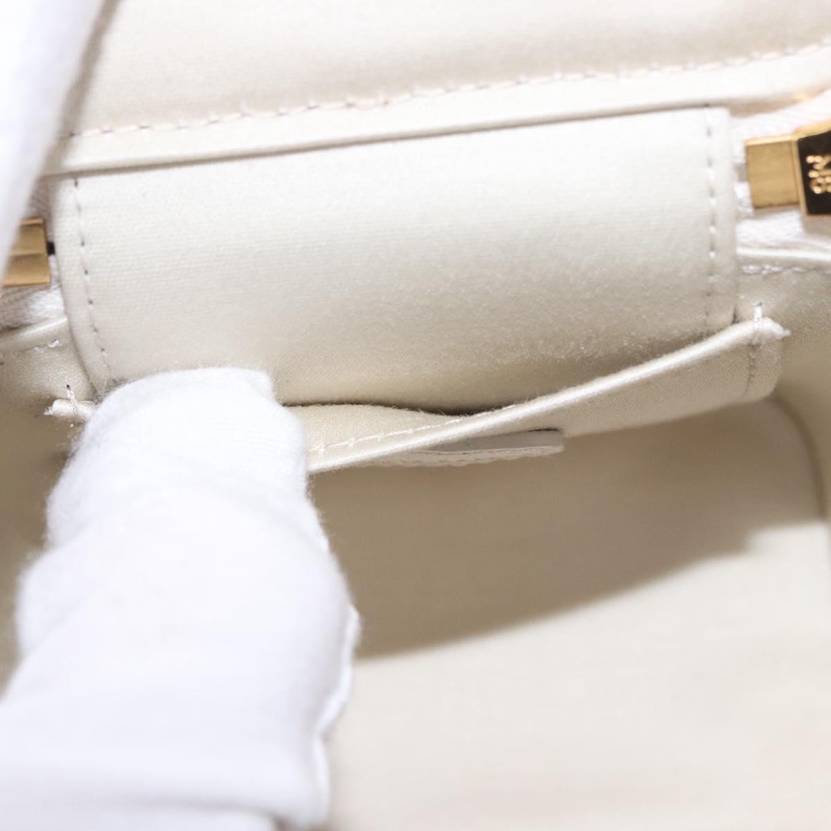 Miu Miu Matelasse Micro Bag Vanity Shoulder Bag Leather White Gold Auth 191450SM