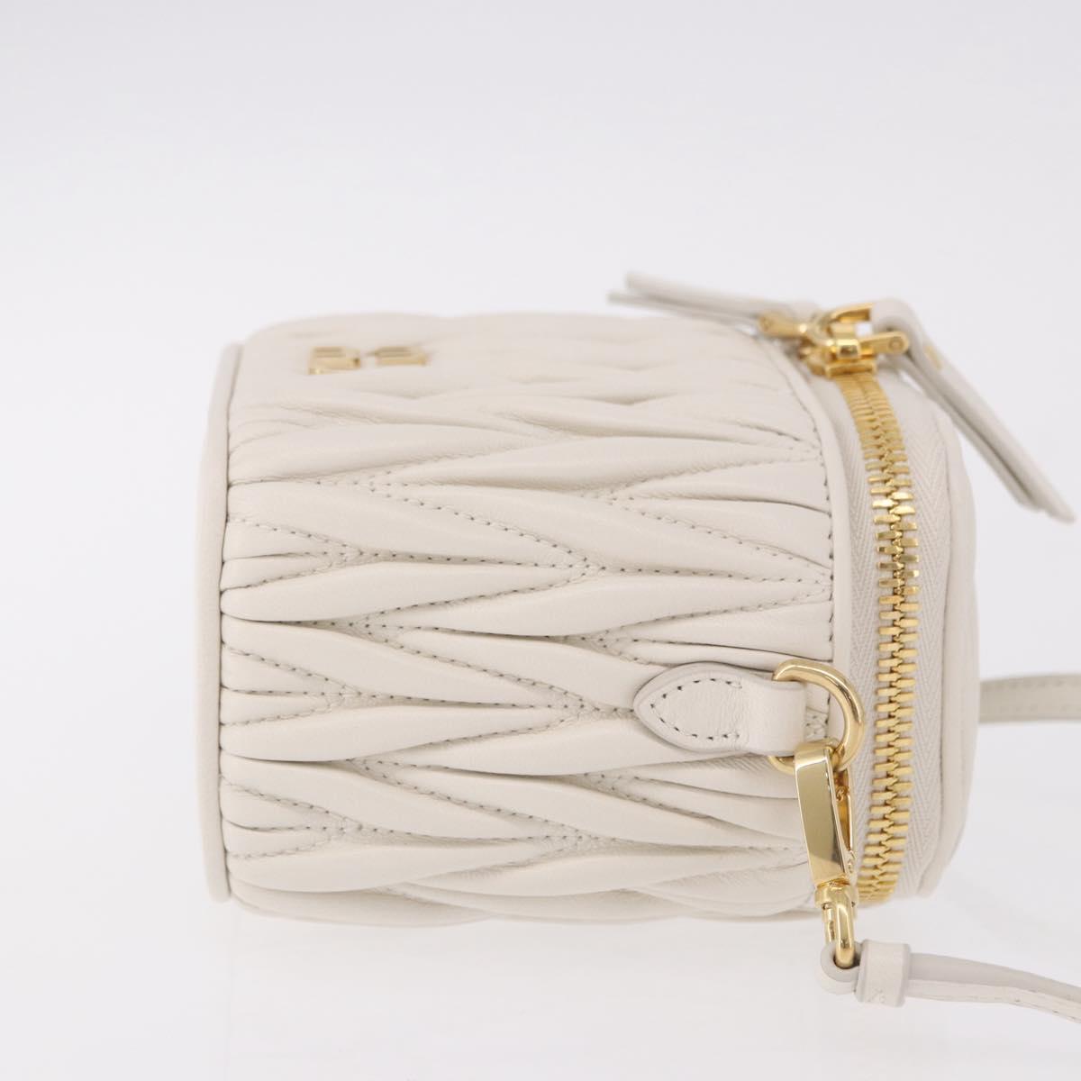 Miu Miu Matelasse Micro Bag Vanity Shoulder Bag Leather White Gold Auth 191450SM