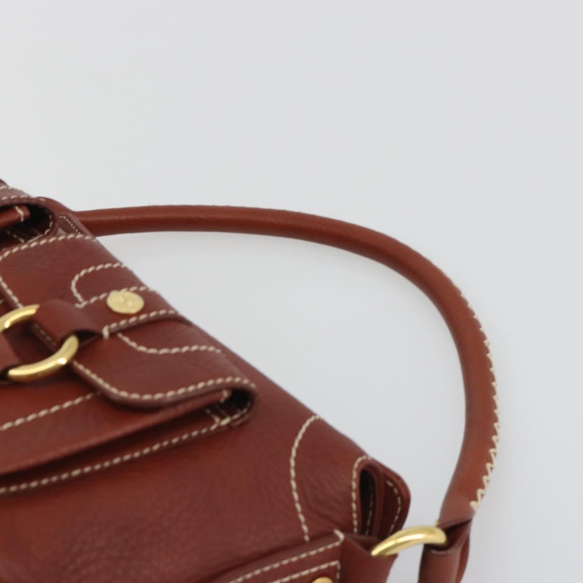 CELINE Shoulder Bag Leather Brown Gold Auth 191452V