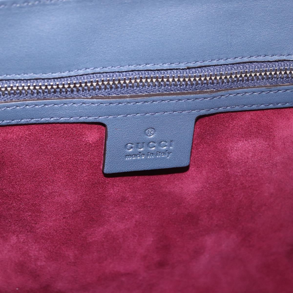 GUCCI Ready Lock Bamboo Hand Bag Leather Navy Silver 331829 Auth 191453V