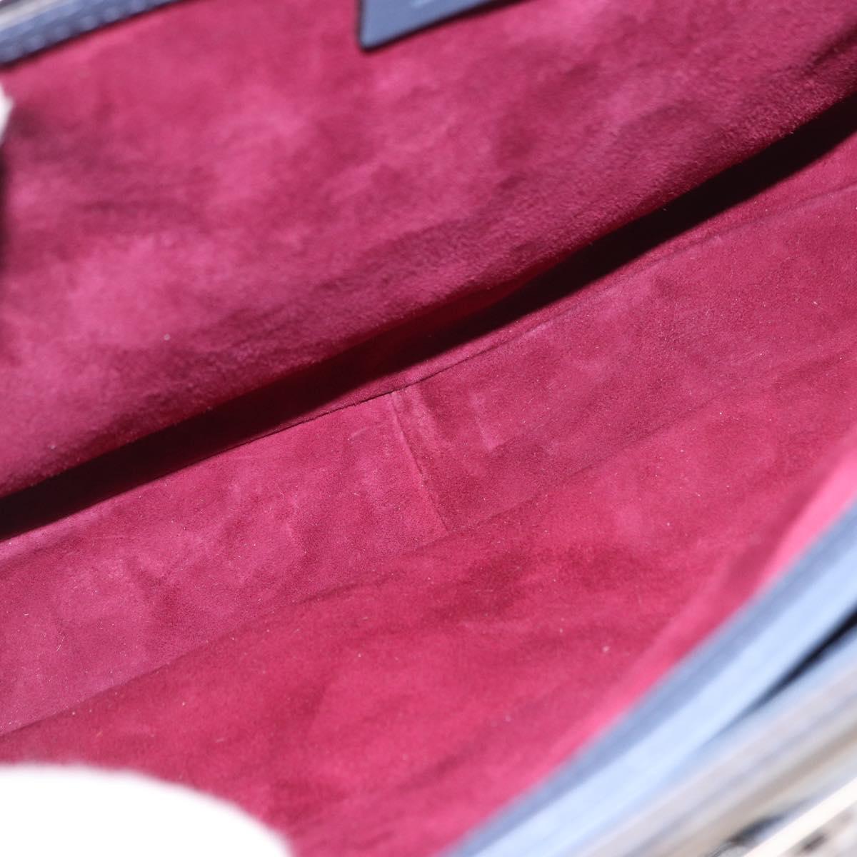 GUCCI Ready Lock Bamboo Hand Bag Leather Navy Silver 331829 Auth 191453V