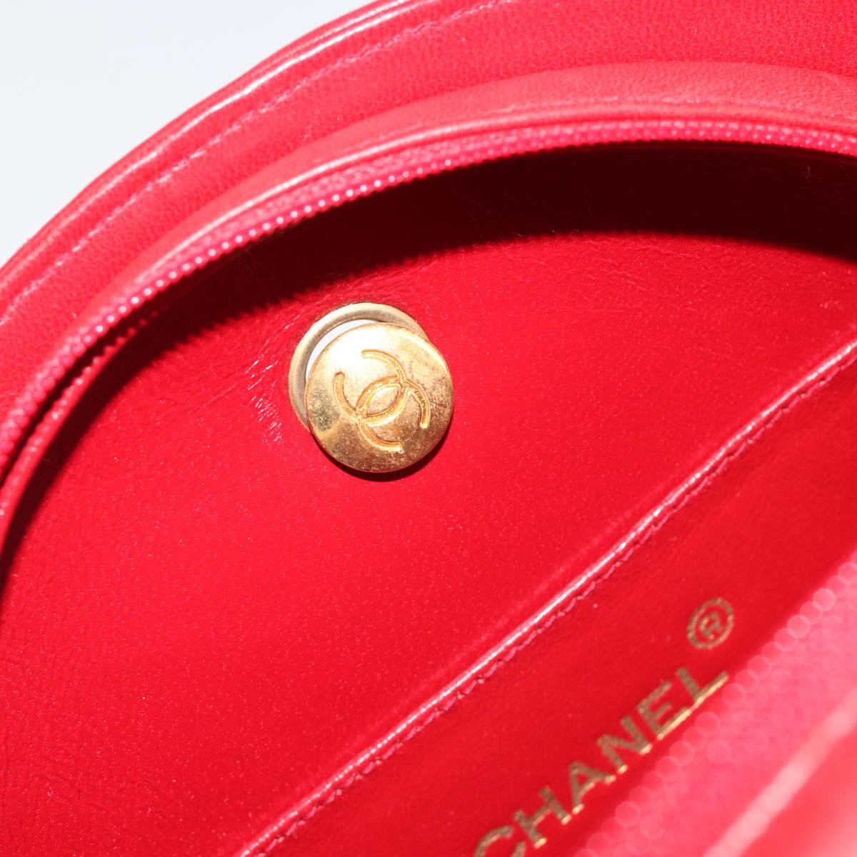 CHANEL Matelasse Chain Shoulder Bag Lamb Skin Red Gold CC Auth 191454V
