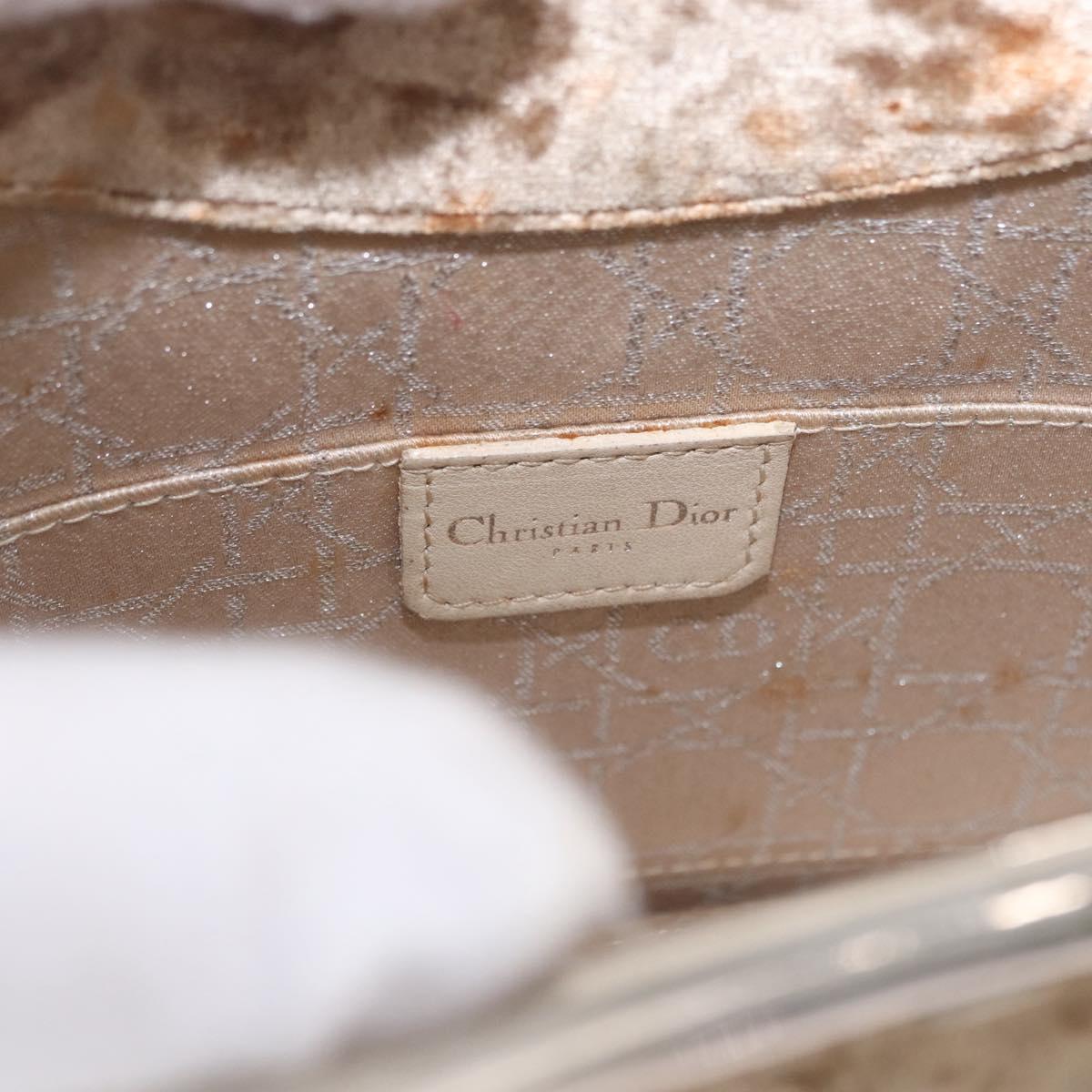 Christian Dior Hand Bag Velor Brown Silver Auth 191459A