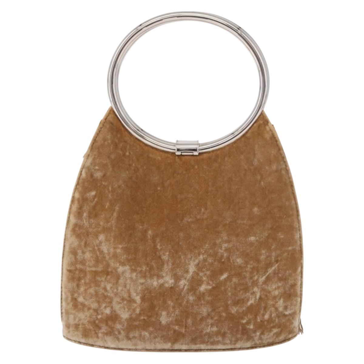 Christian Dior Hand Bag Velor Brown Silver Auth 191459A