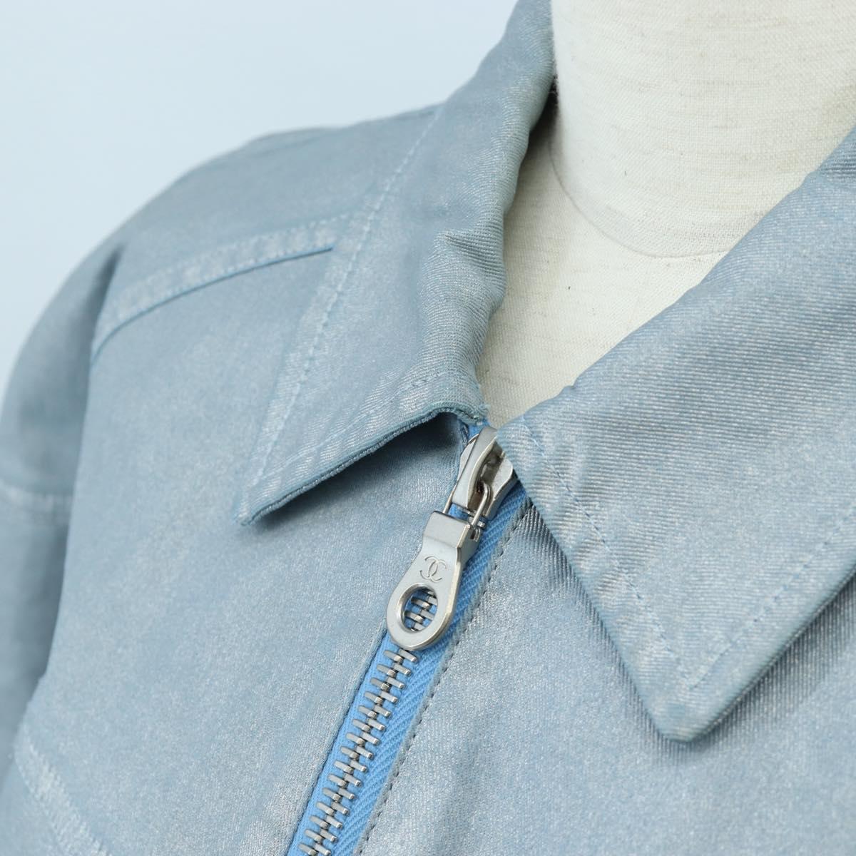 CHANEL Pants Jacket Denim Setup Light Blue CC Auth 191468SM
