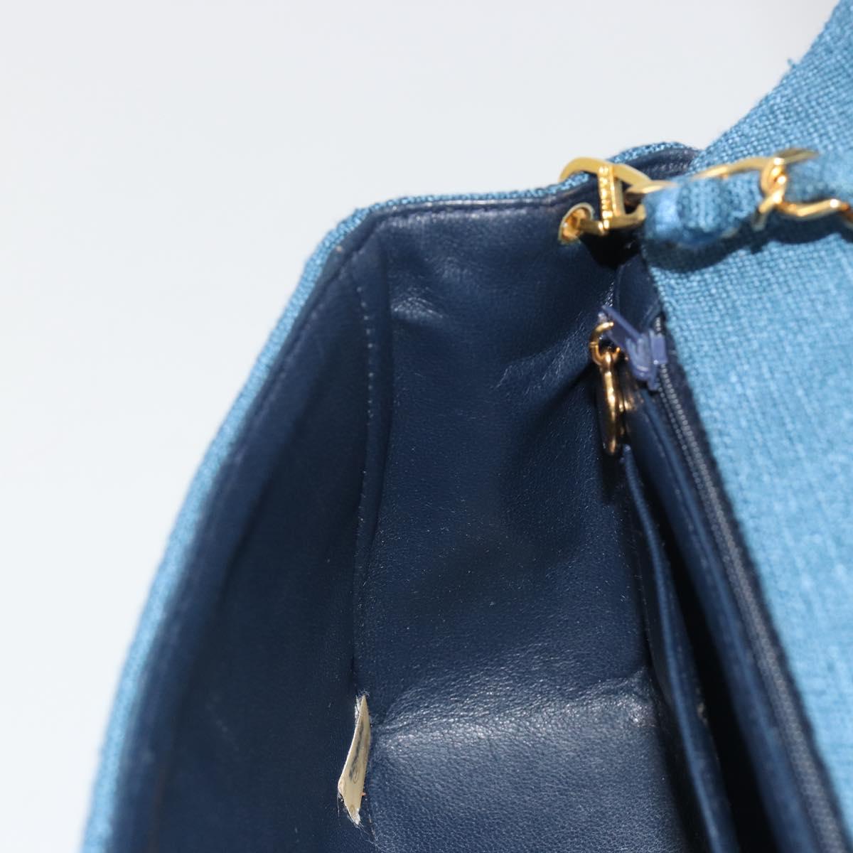 CHANEL Matelasse Chain Shoulder Bag Canvas Blue Gold CC Auth 191469SM