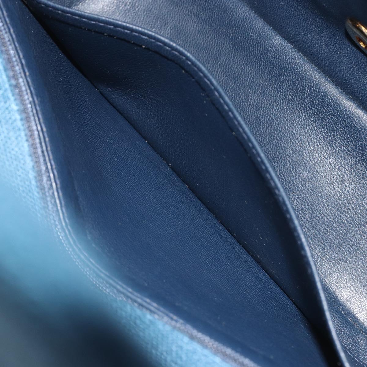 CHANEL Matelasse Chain Shoulder Bag Canvas Blue Gold CC Auth 191469SM