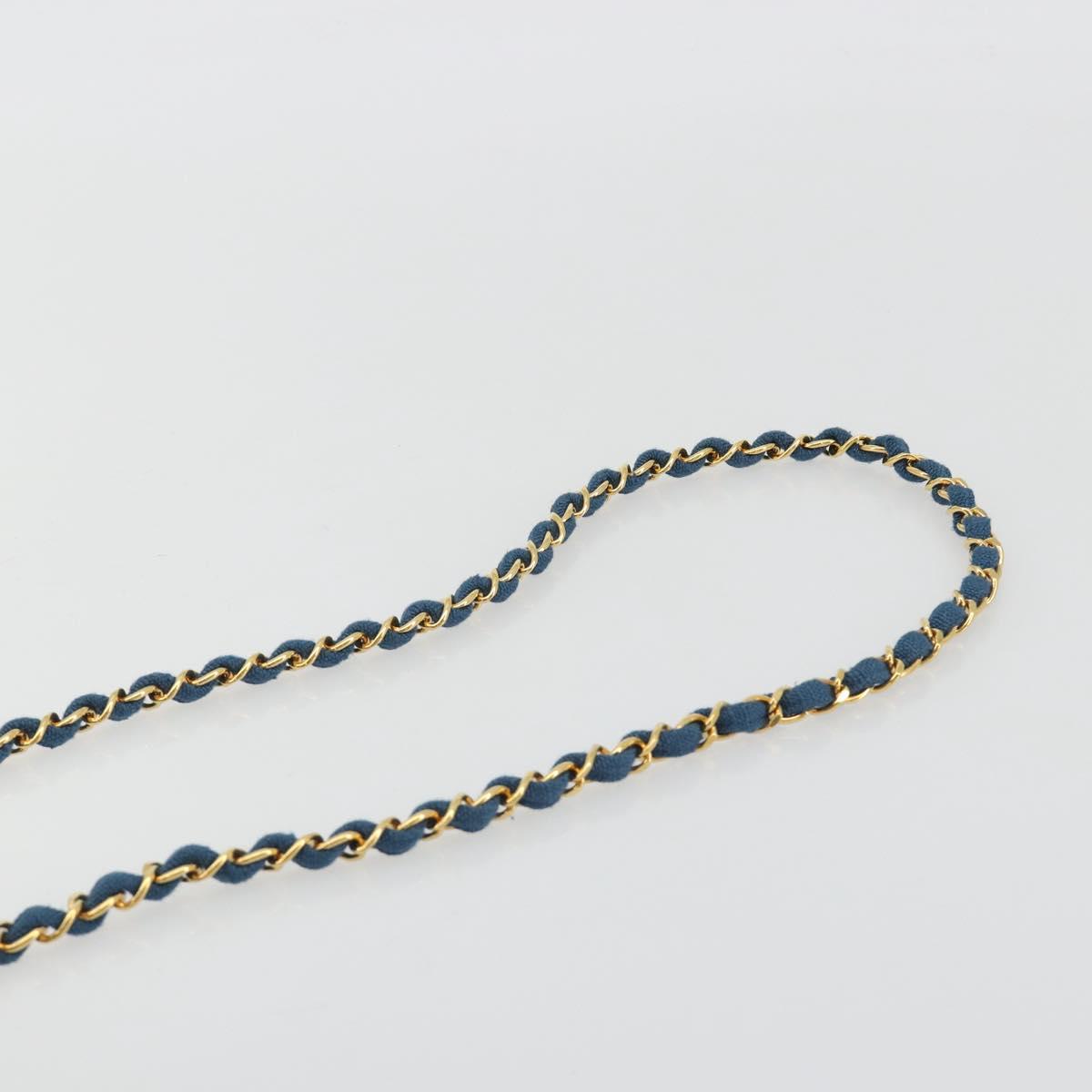 CHANEL Matelasse Chain Shoulder Bag Canvas Blue Gold CC Auth 191469SM