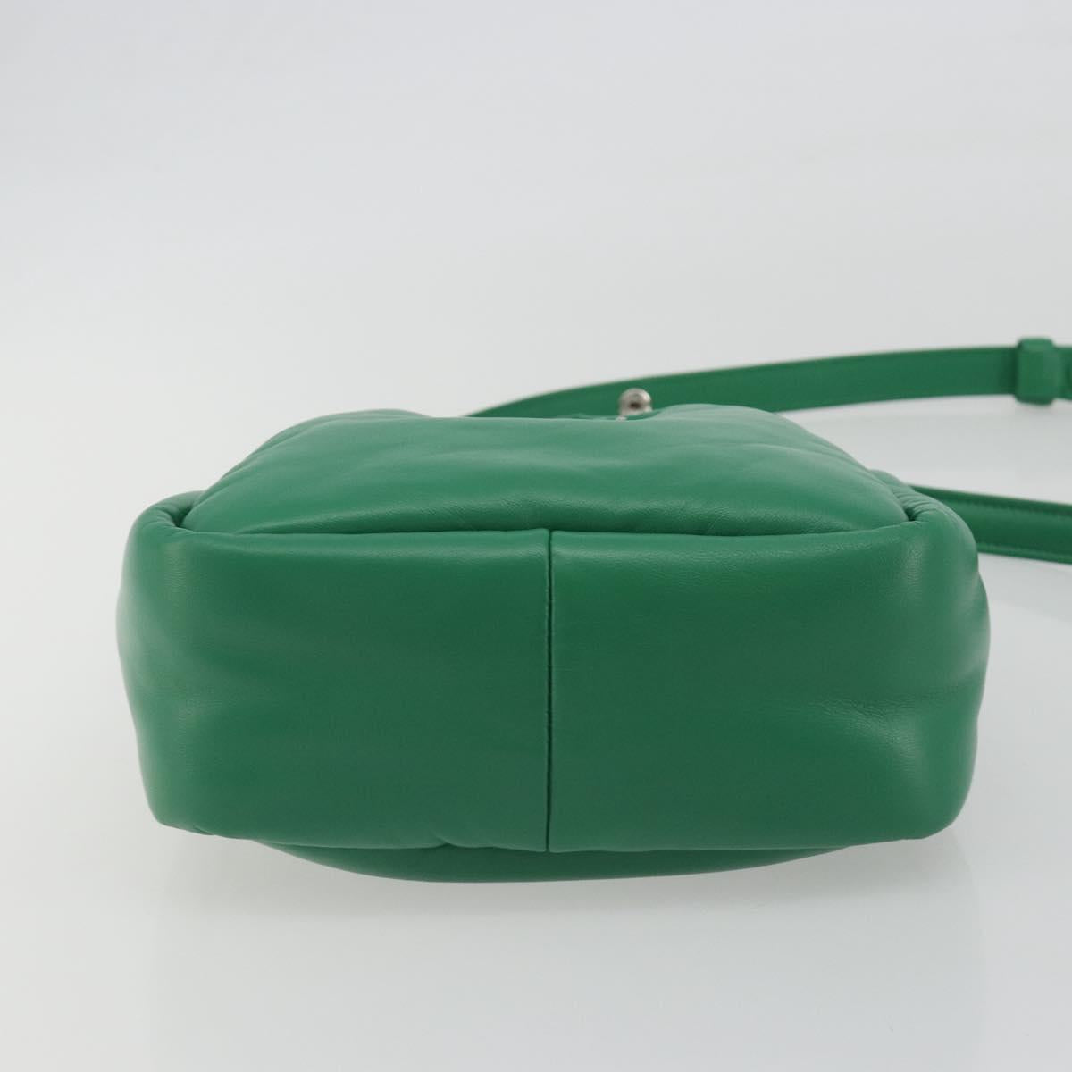PRADA Hand Bag Leather 2way Green Silver Auth 191471SM
