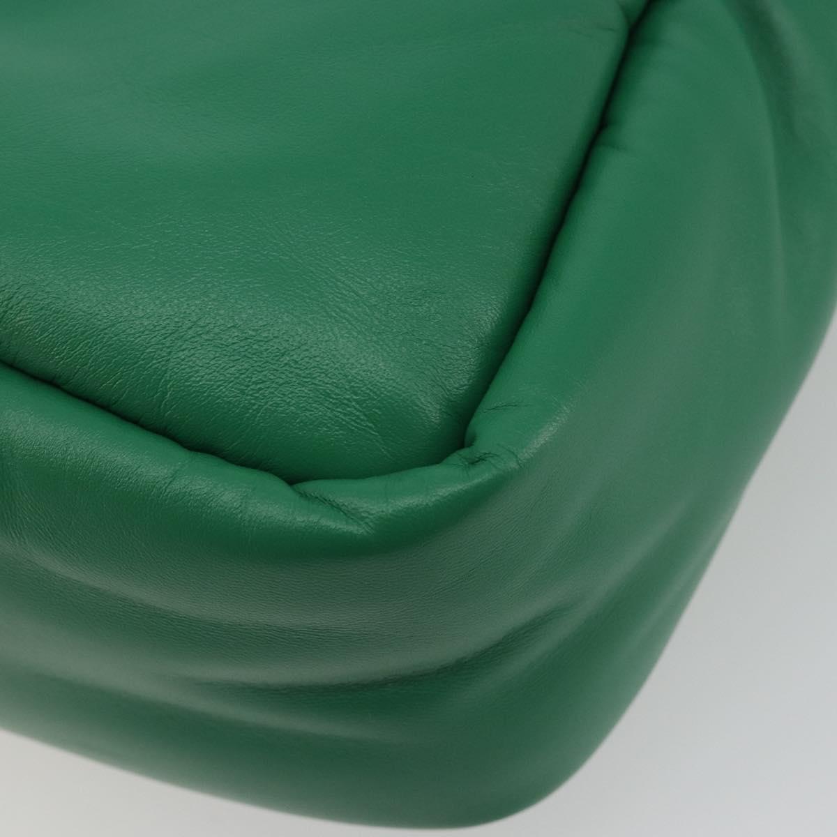 PRADA Hand Bag Leather 2way Green Silver Auth 191471SM