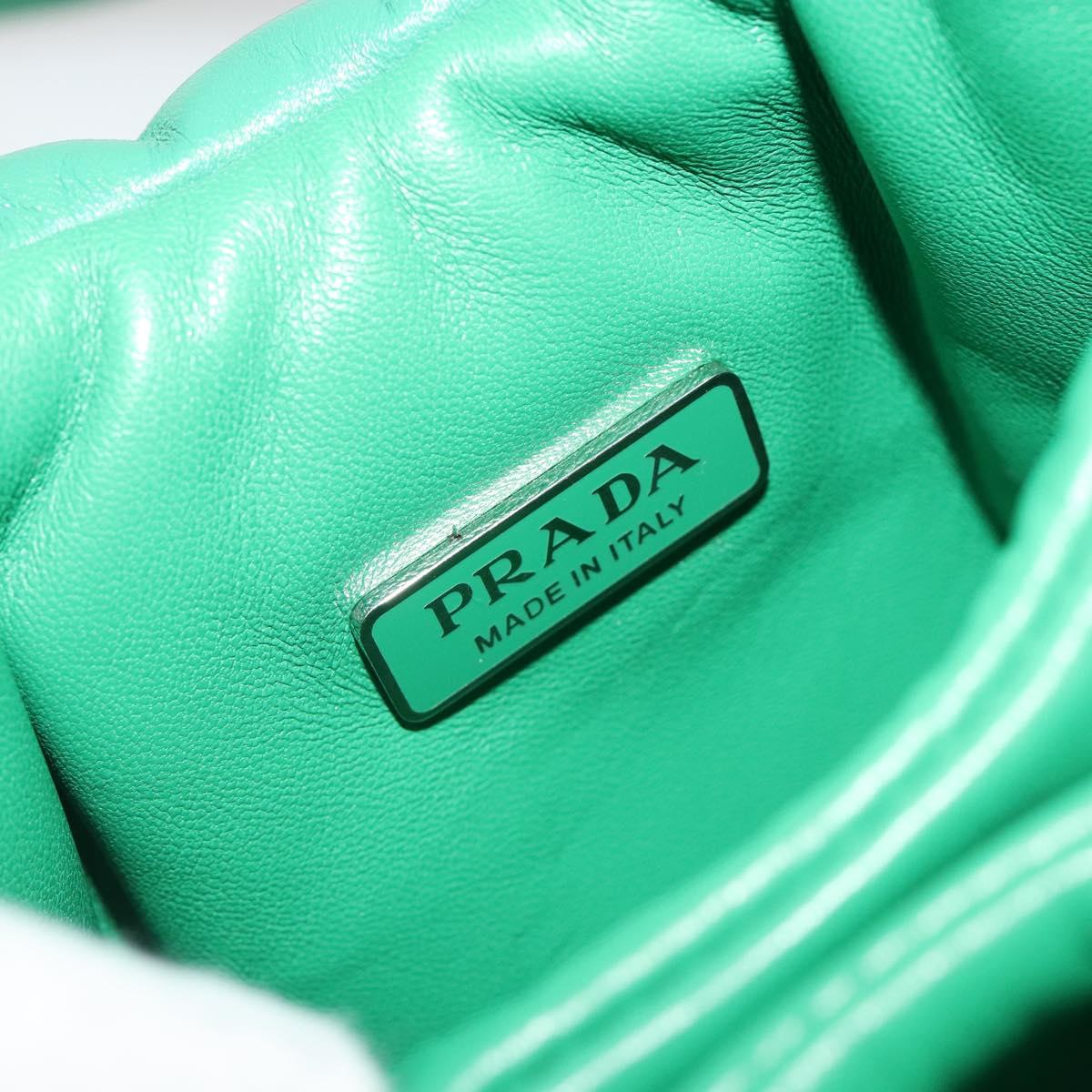 PRADA Hand Bag Leather 2way Green Silver Auth 191471SM