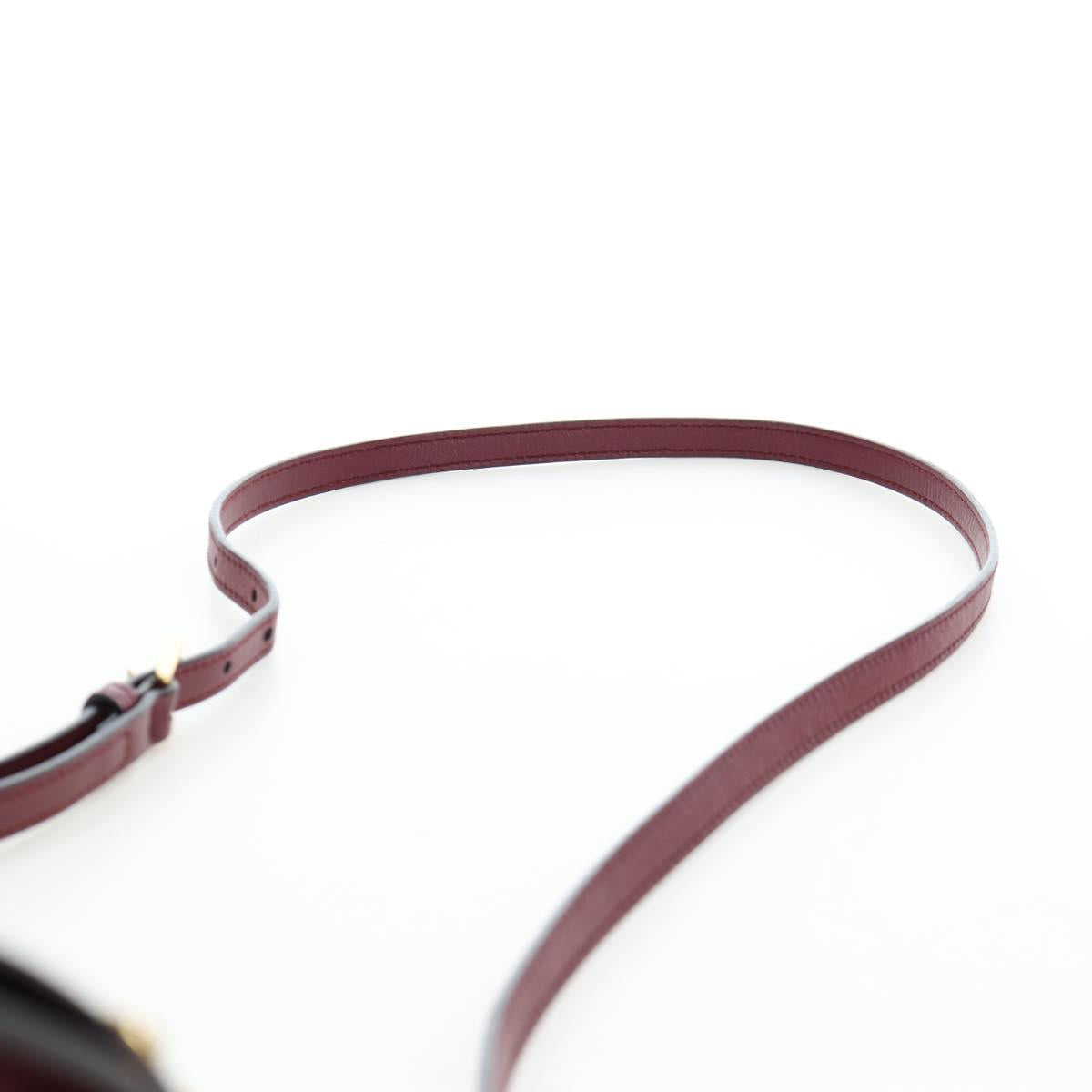 PRADA Shoulder Bag Safiano leather Bordeaux Gold Auth 191473V