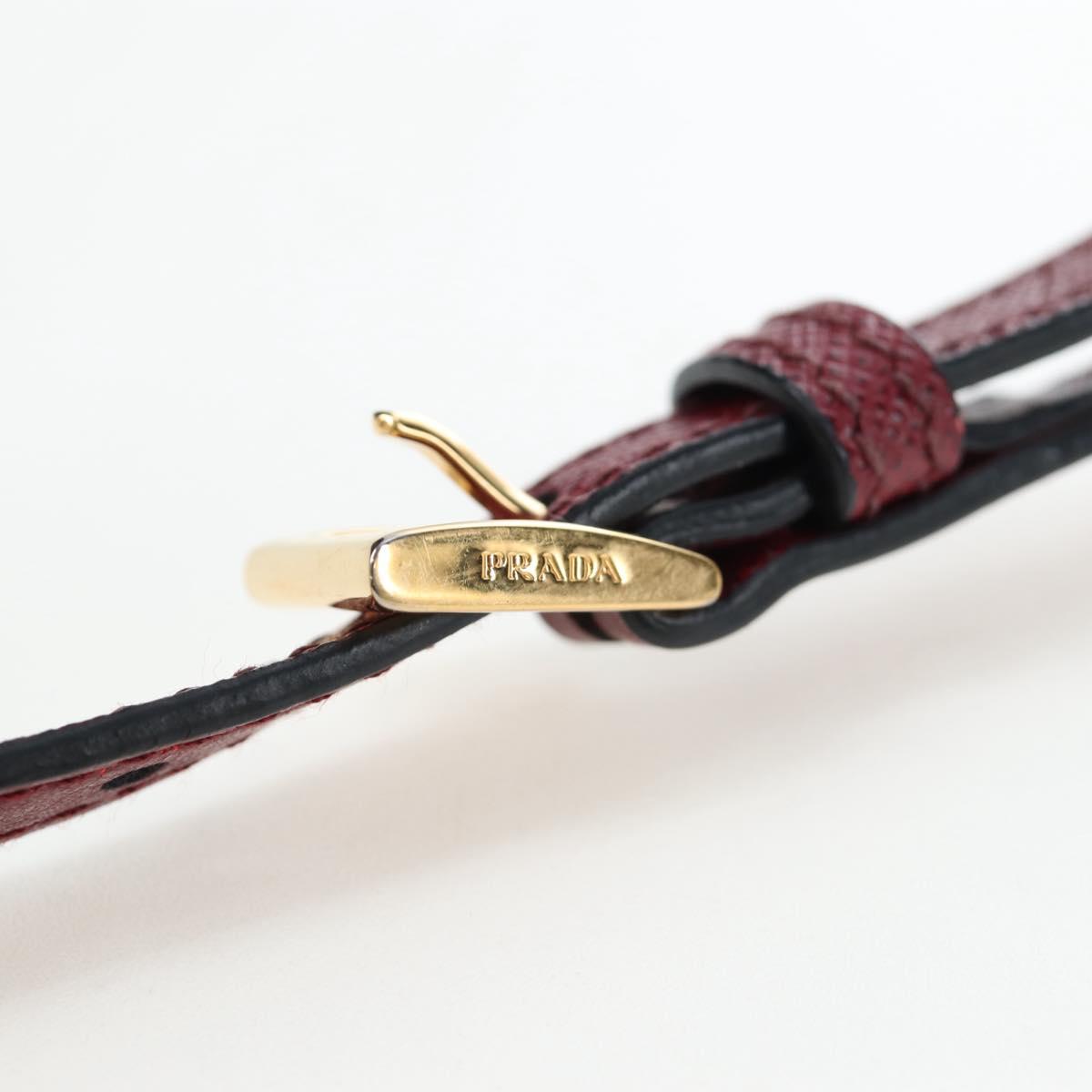 PRADA Shoulder Bag Safiano leather Bordeaux Gold Auth 191473V