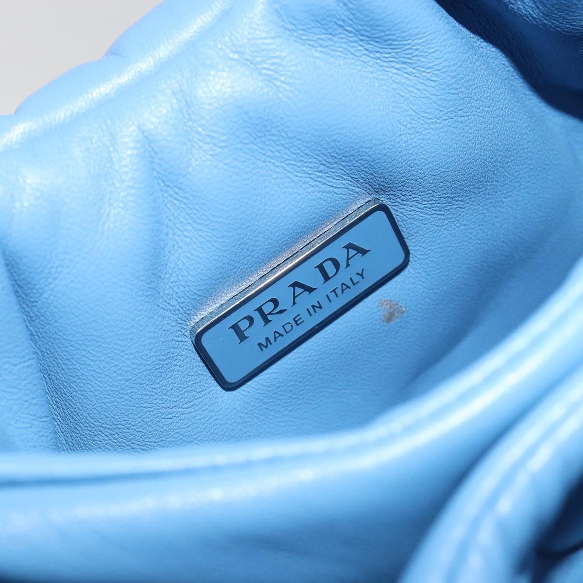 PRADA Hand Bag Leather 2way Blue Silver Auth 191476SM