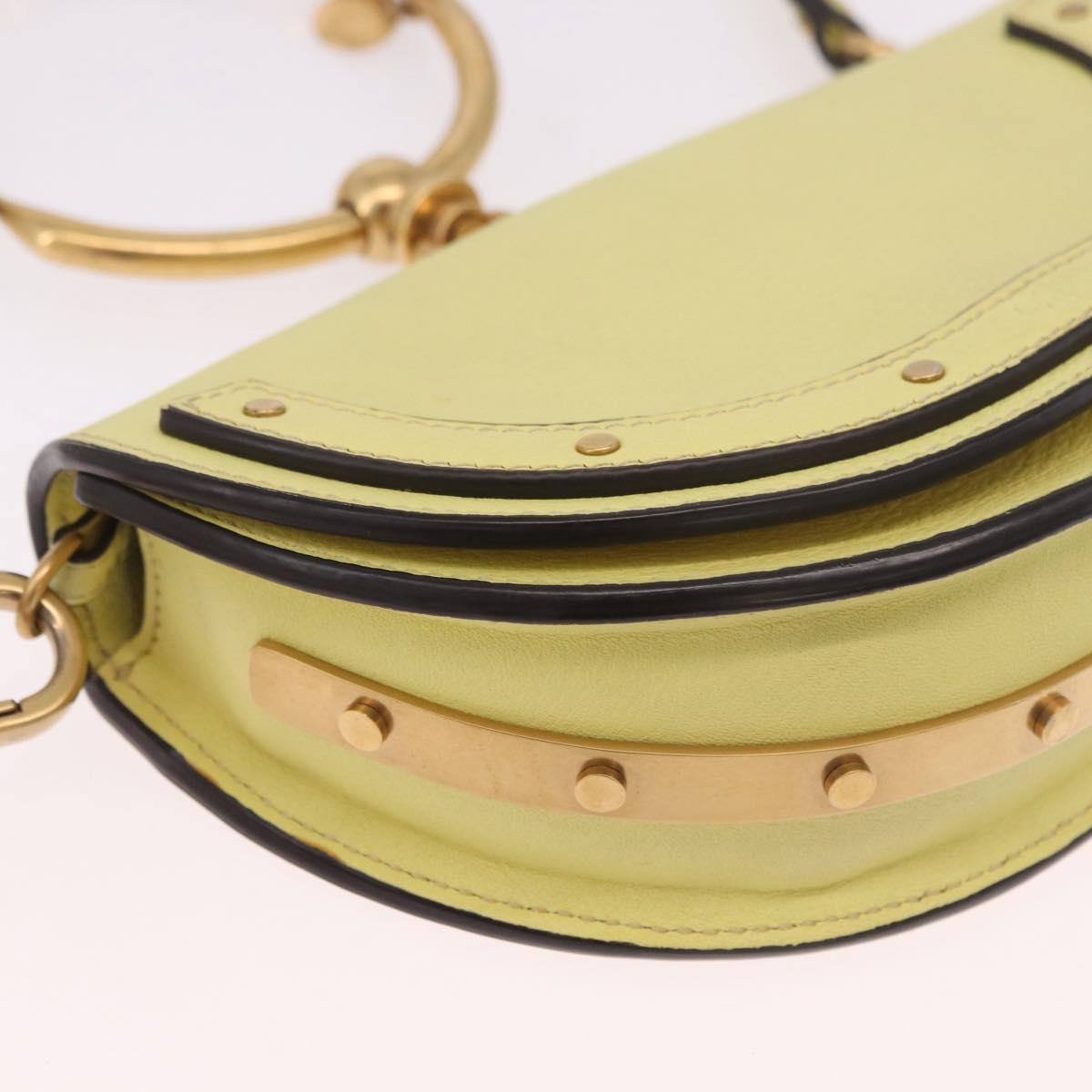 Chloe Nile Small Minodiaire Hand Bag Leather 2way Yellow Gold Auth 191477A