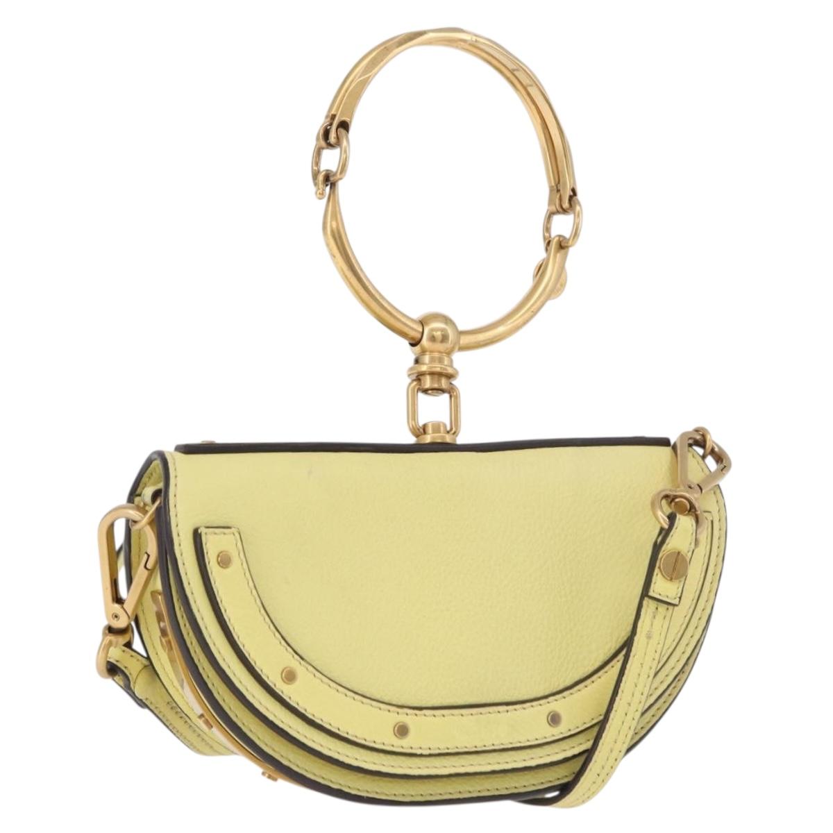 Chloe Nile Small Minodiaire Hand Bag Leather 2way Yellow Gold Auth 191477A