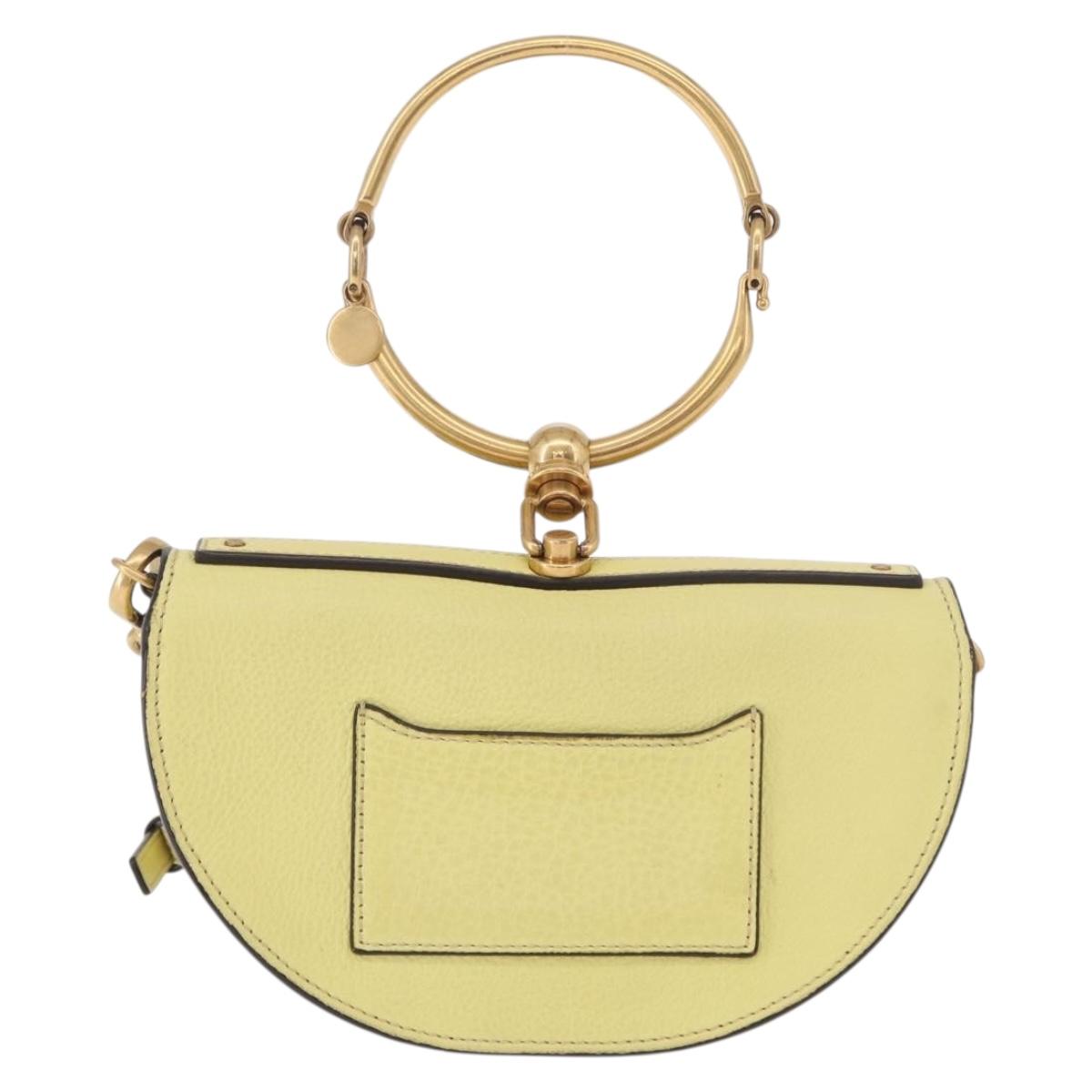 Chloe Nile Small Minodiaire Hand Bag Leather 2way Yellow Gold Auth 191477A