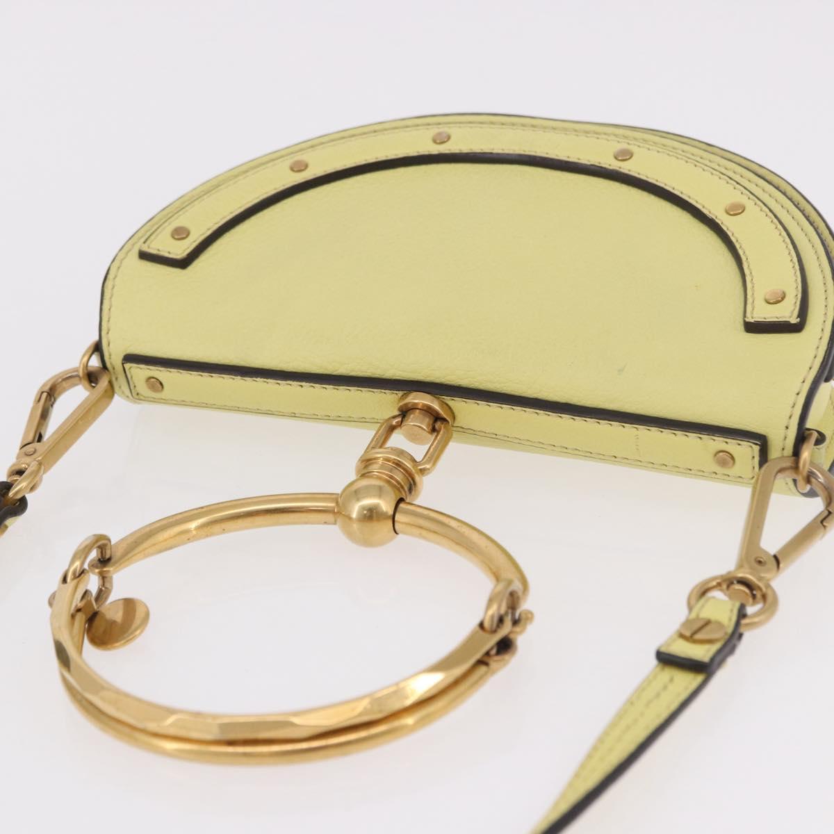 Chloe Nile Small Minodiaire Hand Bag Leather 2way Yellow Gold Auth 191477A
