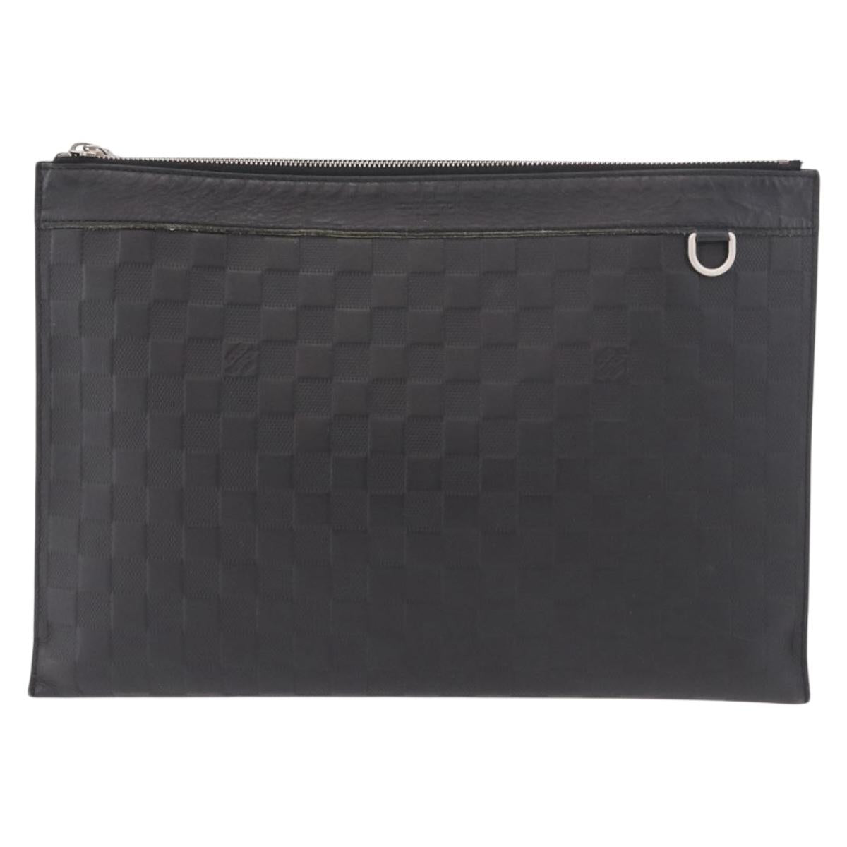 LOUIS VUITTON Damier Infini Pochette Discovery Black N60112 LV Auth 191488