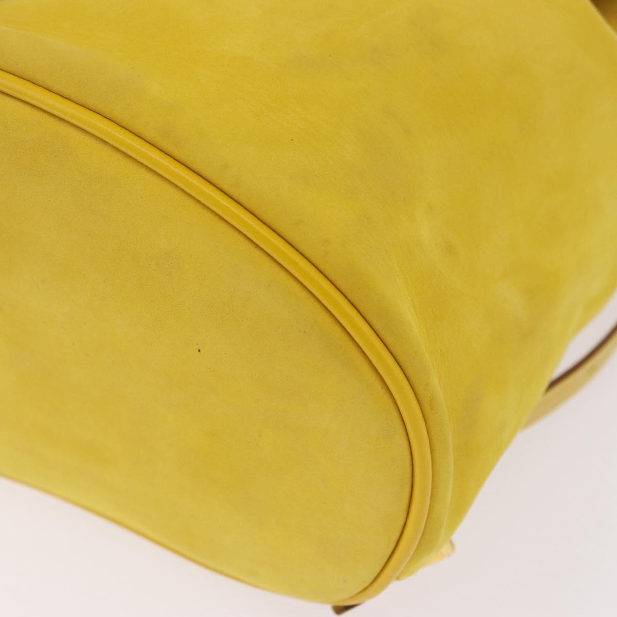 Salvatore Ferragamo Gancini Backpack Suede Yellow Gold Auth 191490A