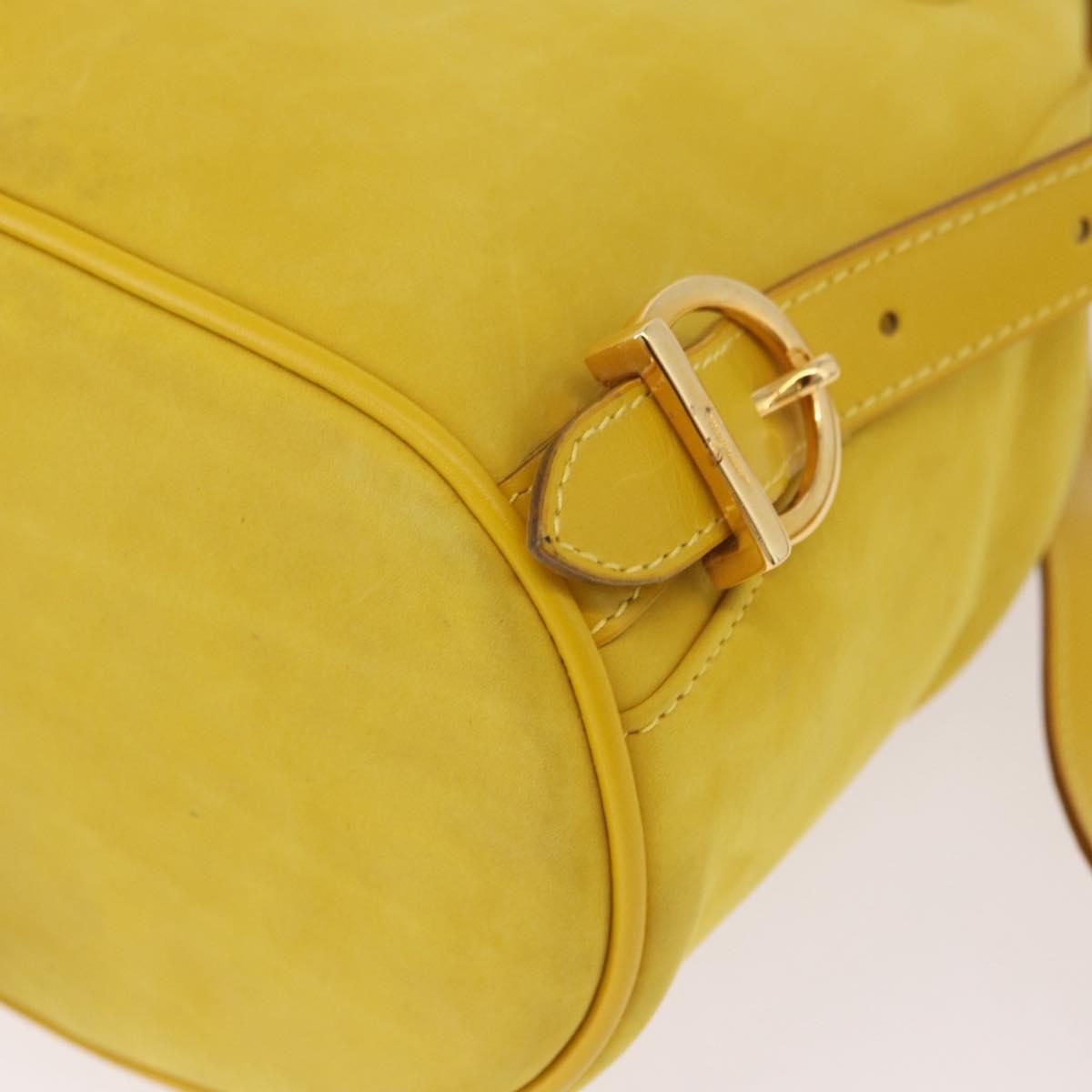 Salvatore Ferragamo Gancini Backpack Suede Yellow Gold Auth 191490A