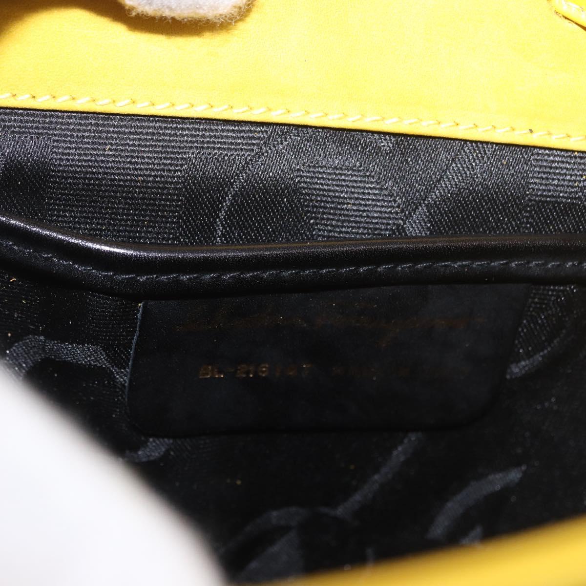 Salvatore Ferragamo Gancini Backpack Suede Yellow Gold Auth 191490A