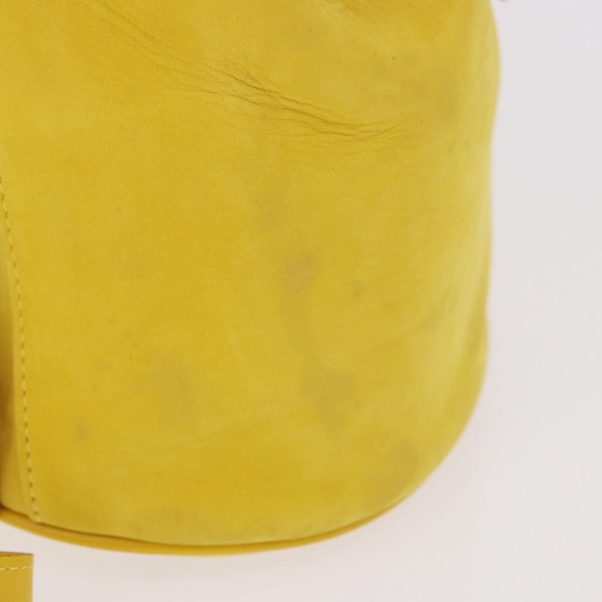 Salvatore Ferragamo Gancini Backpack Suede Yellow Gold Auth 191490A