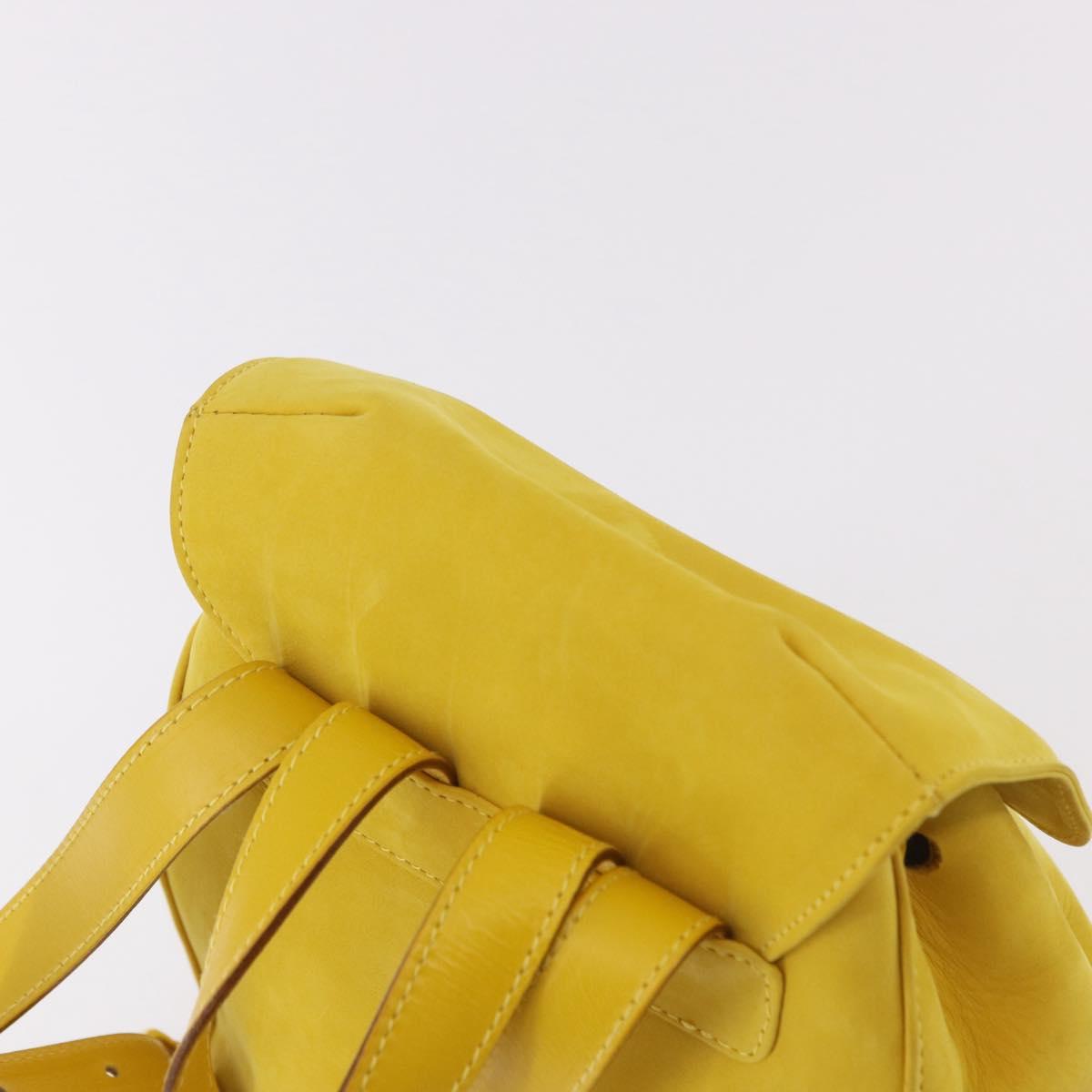 Salvatore Ferragamo Gancini Backpack Suede Yellow Gold Auth 191490A