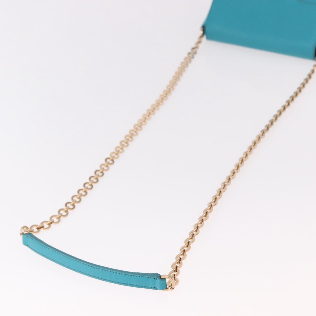 Salvatore Ferragamo Gancini Chain Shoulder Bag Leather Blue Gold Auth 191493A