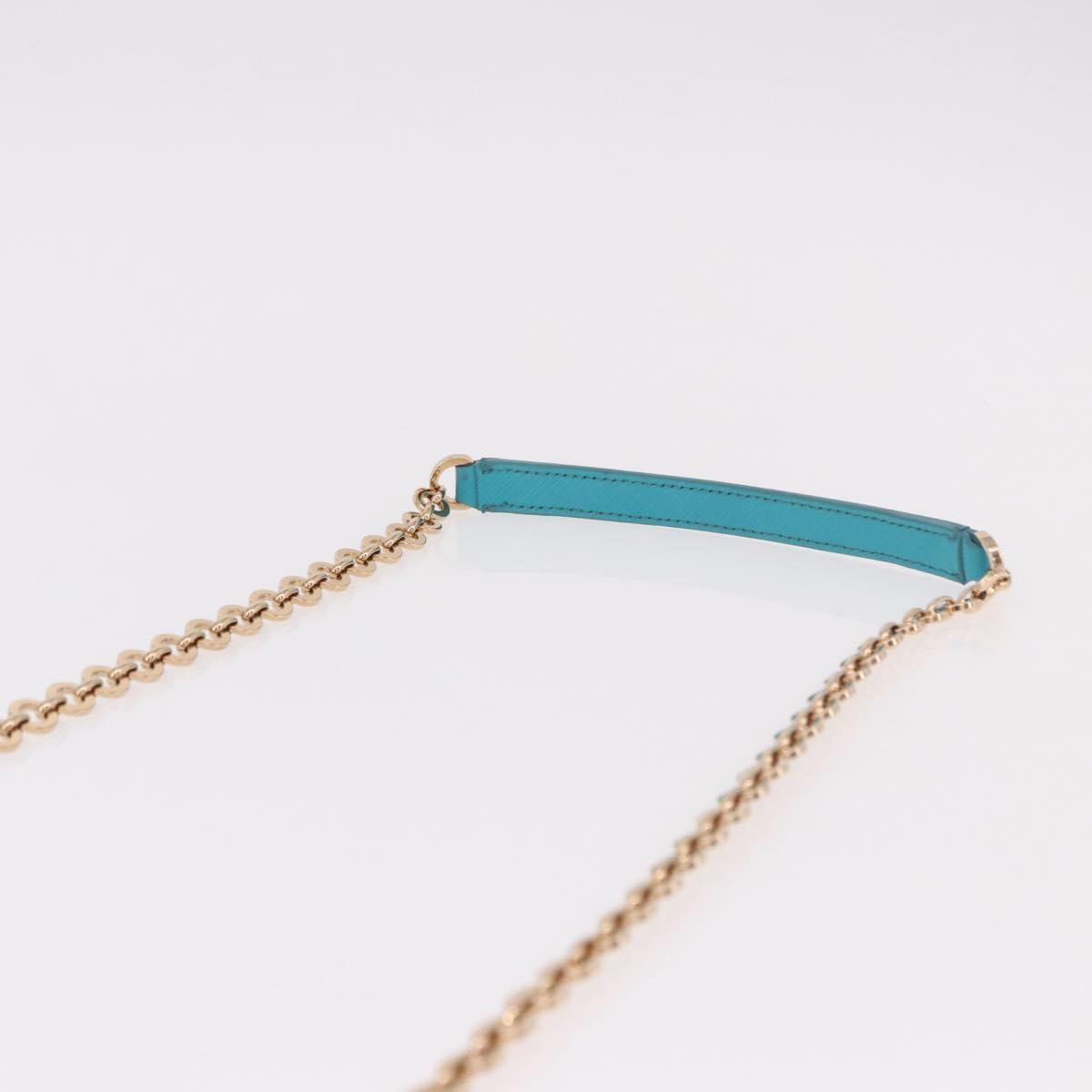 Salvatore Ferragamo Gancini Chain Shoulder Bag Leather Blue Gold Auth 191493A