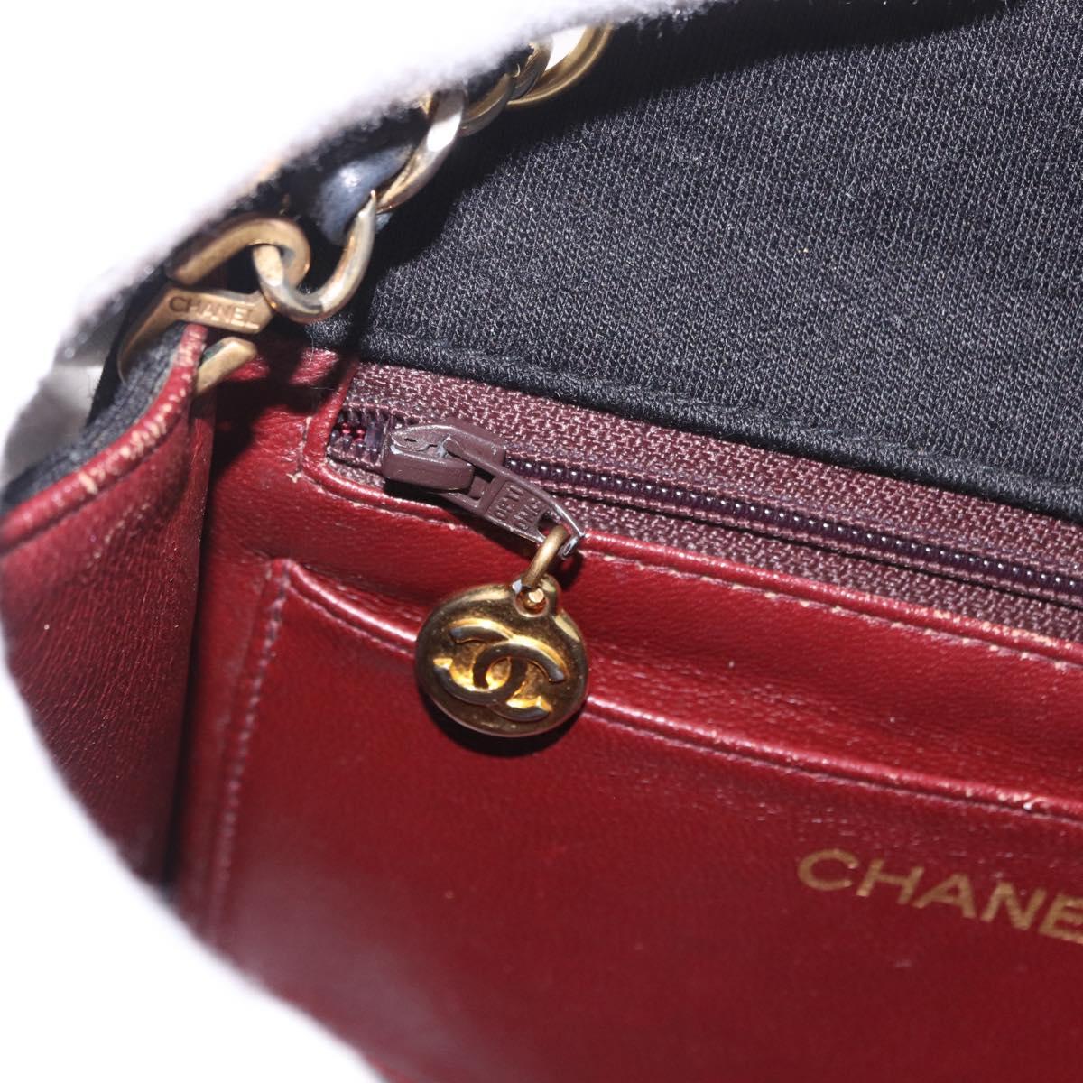 CHANEL Mini Matelasse 17 Chain Shoulder Bag Cotton Black Gold CC Auth 191494A