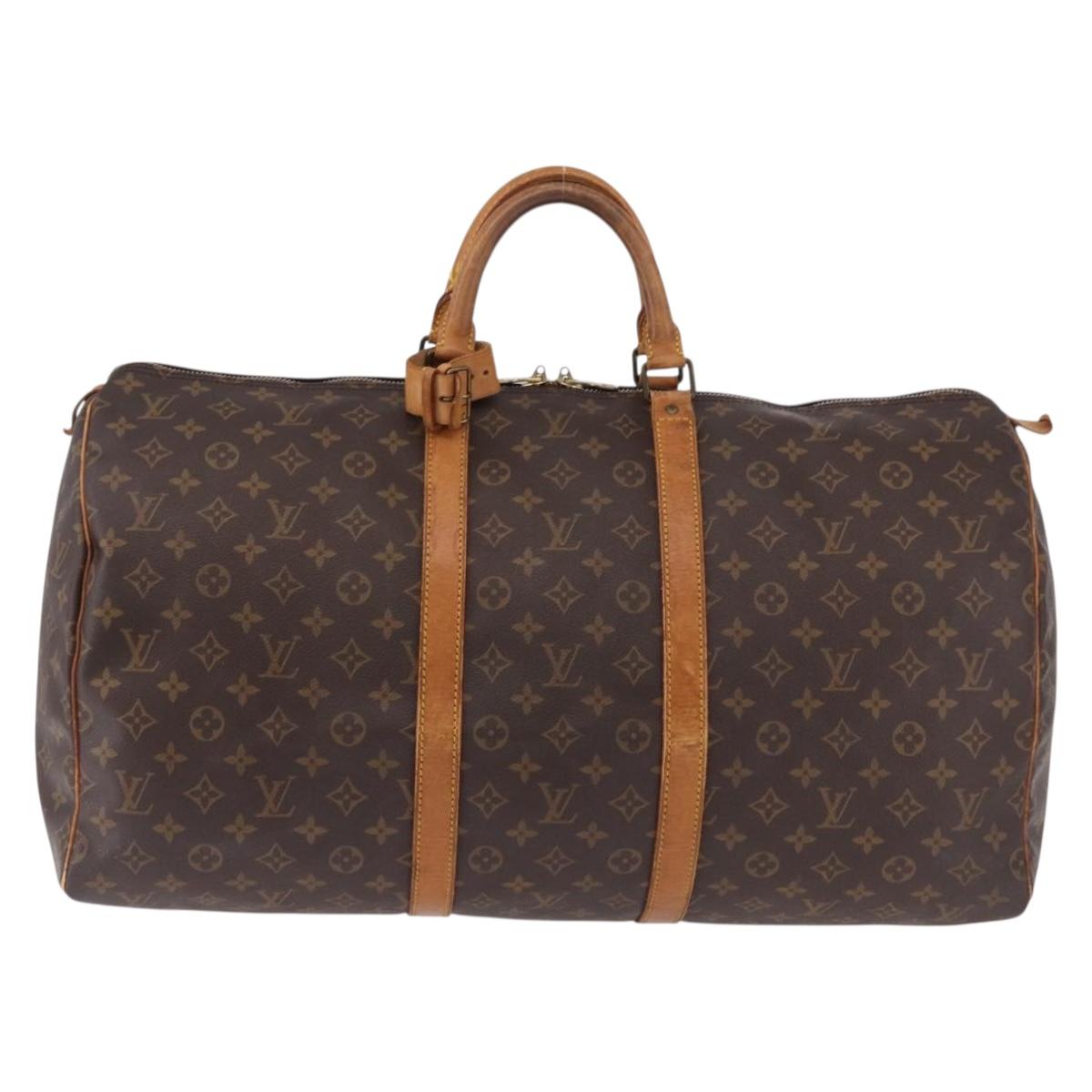 LOUIS VUITTON Monogram Keepall 55 Boston Bag M41424 LV Auth 191508